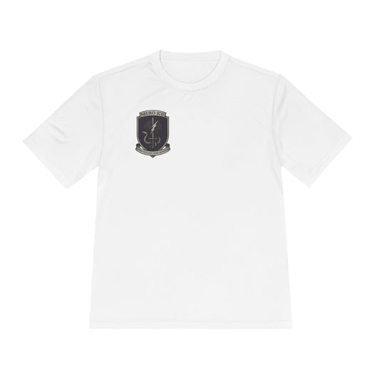 NeuroICU Sigil-Wicking Unisex Tee with Unique Shield Design, Activewear, Sports Shirt, Gym Top, Gift for Fitness Enthusiasts