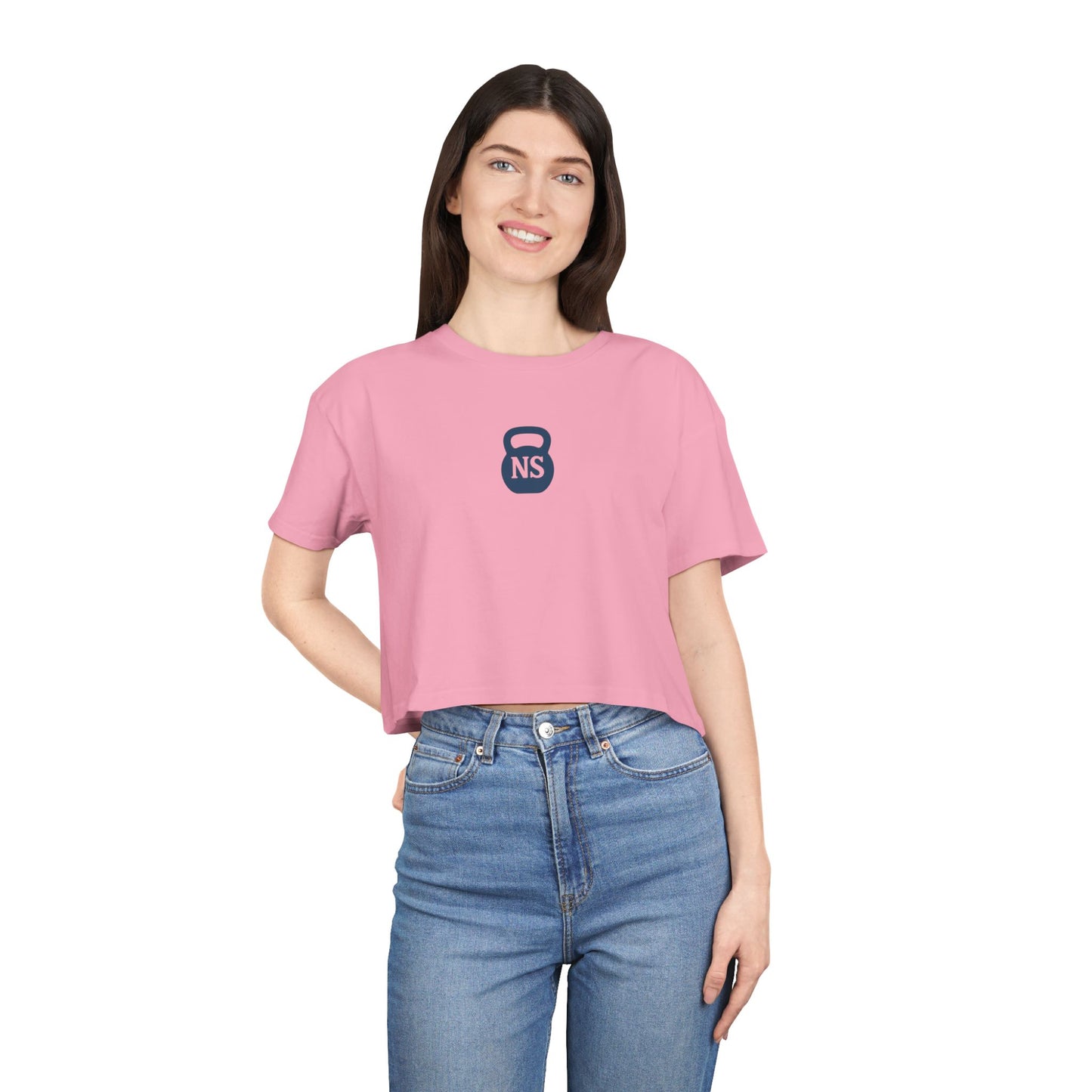 Nurses Strong KB Women's Crop Tee, Fitness Shirt for Nurses, Gym Top, Gift for Healthcare Workers, Inspirational Workout Wear