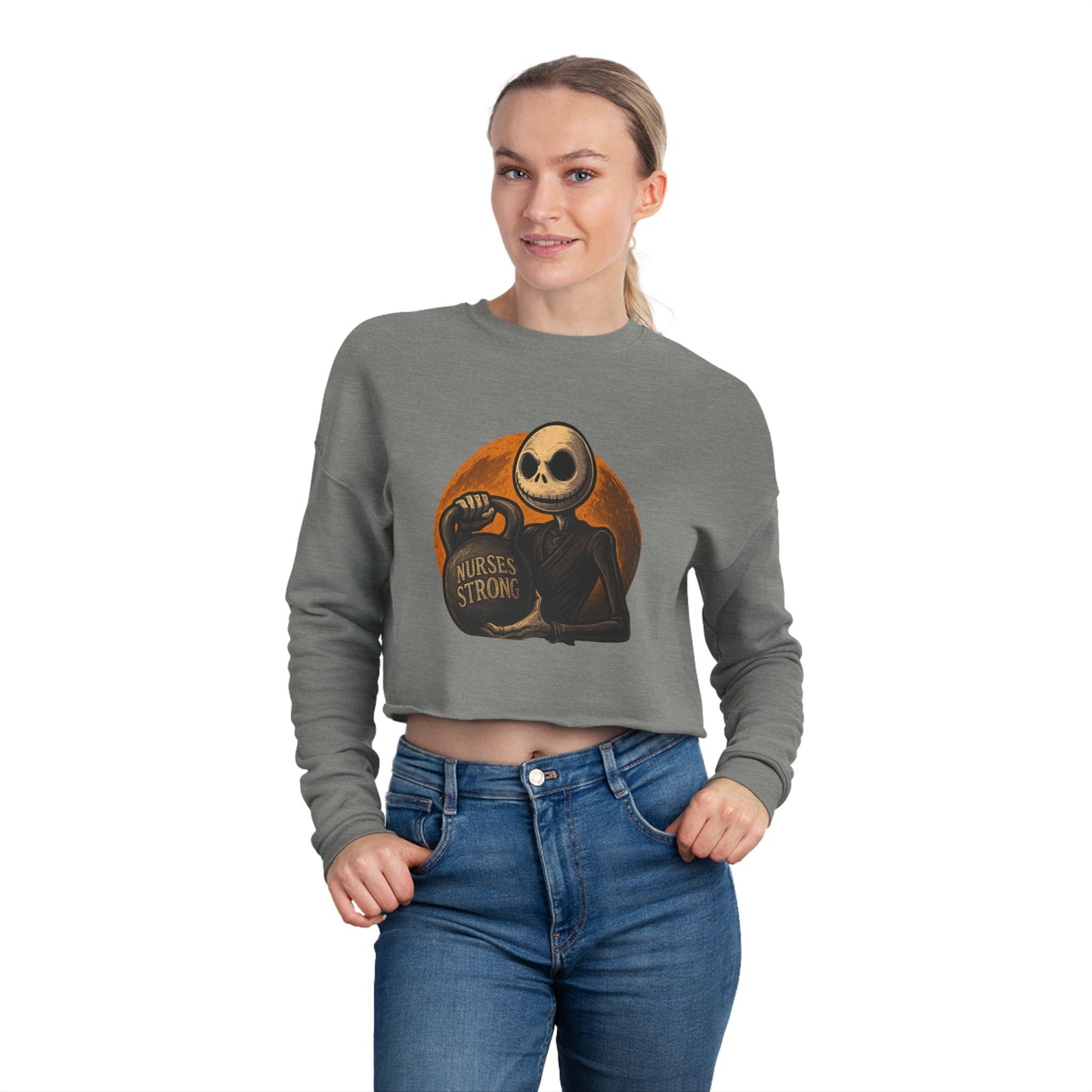 NS Skellington Cropped Sweatshirt | Halloween Vibe | Gift for Nurses | Cozy Fall Fashion | Effective Wardrobe Essential