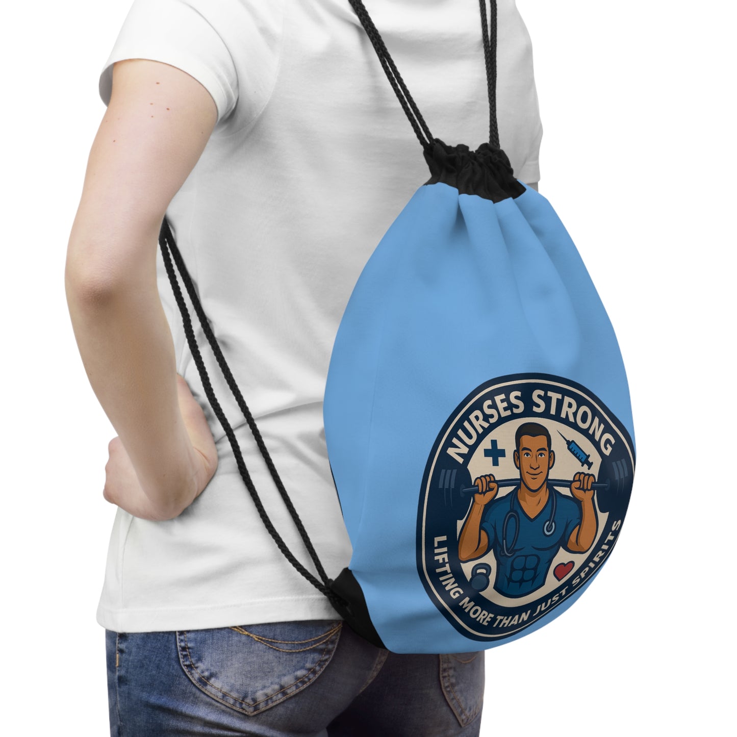 Nurse Drawstring Bag - Lifting More Than Just Spirits, Gym Bag, Gift for Nurses, Motivational Tote, Workout Accessories, Nurse Appreciation