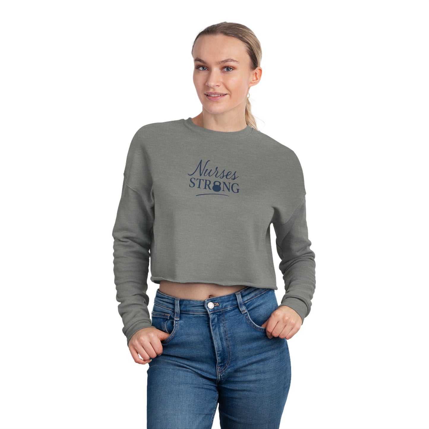 Women's KB Script Cropped Sweatshirt | Cozy Gift for Healthcare Workers | Great for Nurses Appreciation Week, Casual Wear, Workout