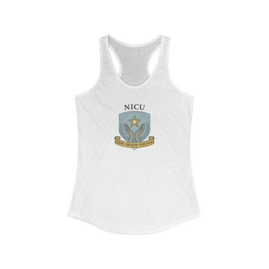 NICU Sigil Women's Racerback Tank, Inspirational Workout Apparel, Gift for Nurses, Health Care Appreciation, Casual Summer Top