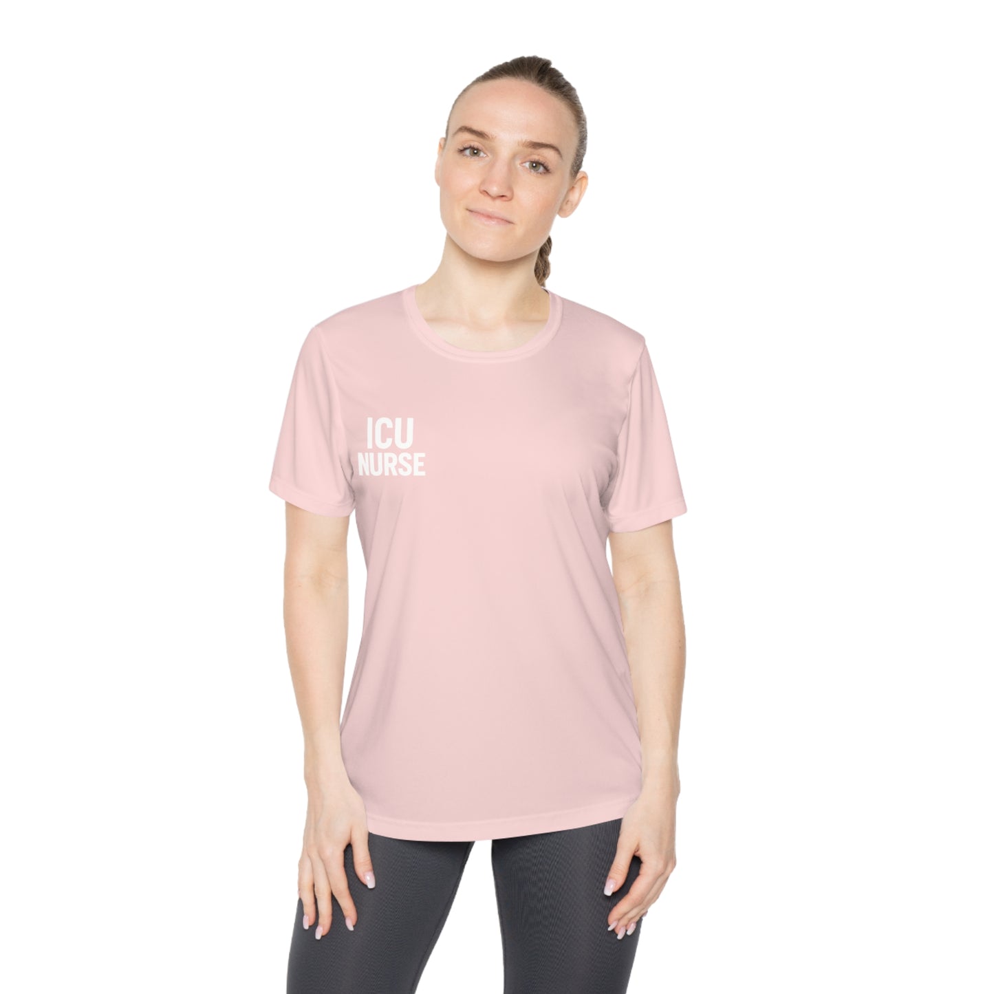 ICU Nurse Ladies Competitor Tee, Soft Fitness Shirt, Casual Nurse Top, Workout Tee for Healthcare Workers, Gift for Nurses