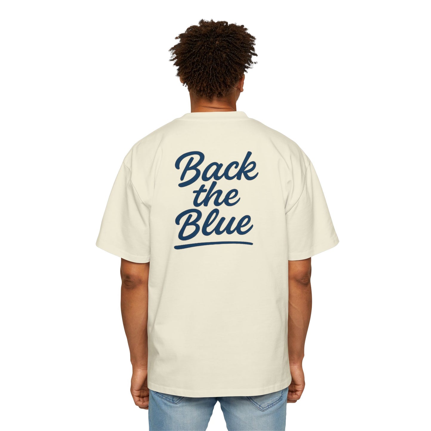 Back the Blue Men's Heavy Oversized Tee, Casual Streetwear Tee