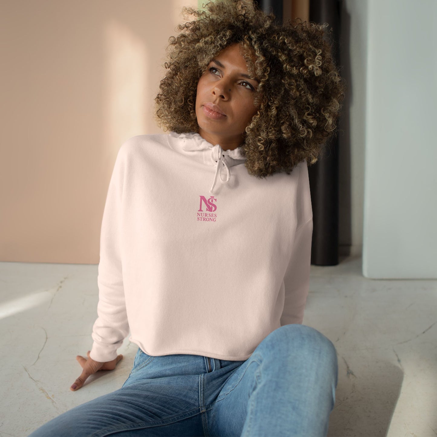 Nurses Strong Crop Hoodie | Empowering Workwear, Gift for Nurses, Fitness Apparel, Cozy Lounge Top, Inspirational Clothing