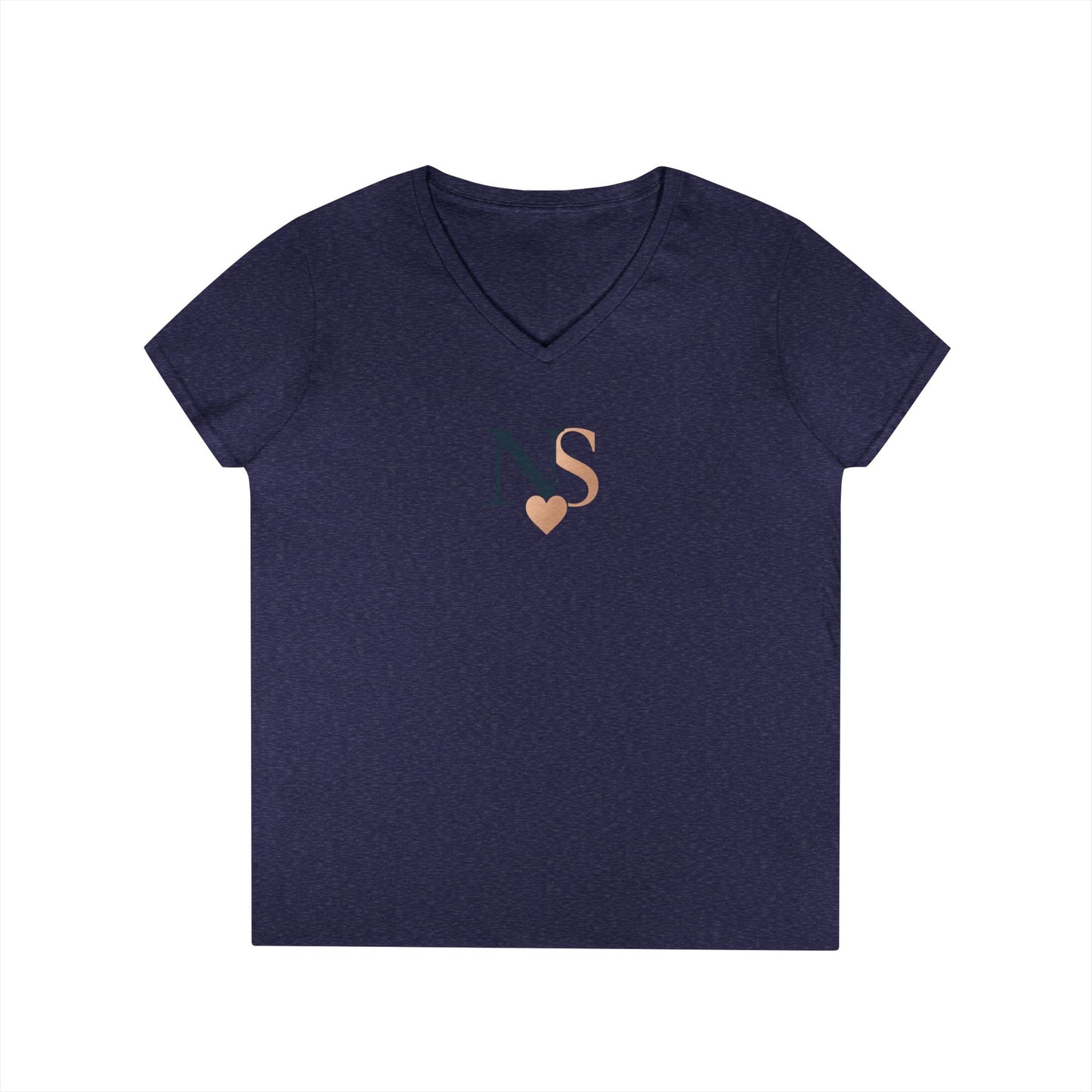 Personalized Heart NS V-Neck T-Shirt for Women, Stylish Gift, Everyday Wear, Casual Tee