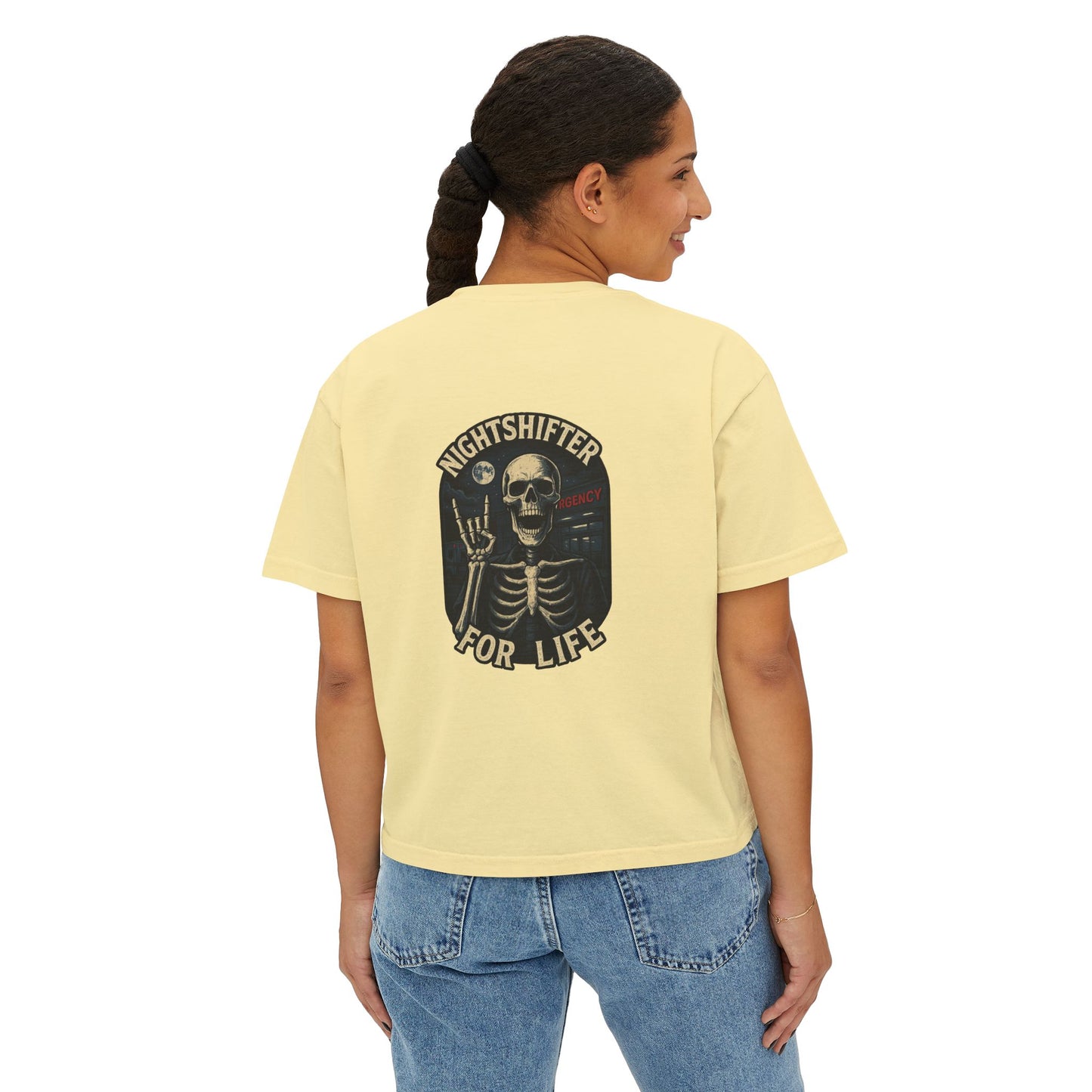 NightShifer for Life Trendy Boxy Tee, Everyday Comfort Top, Relaxed Fit Tee for Women