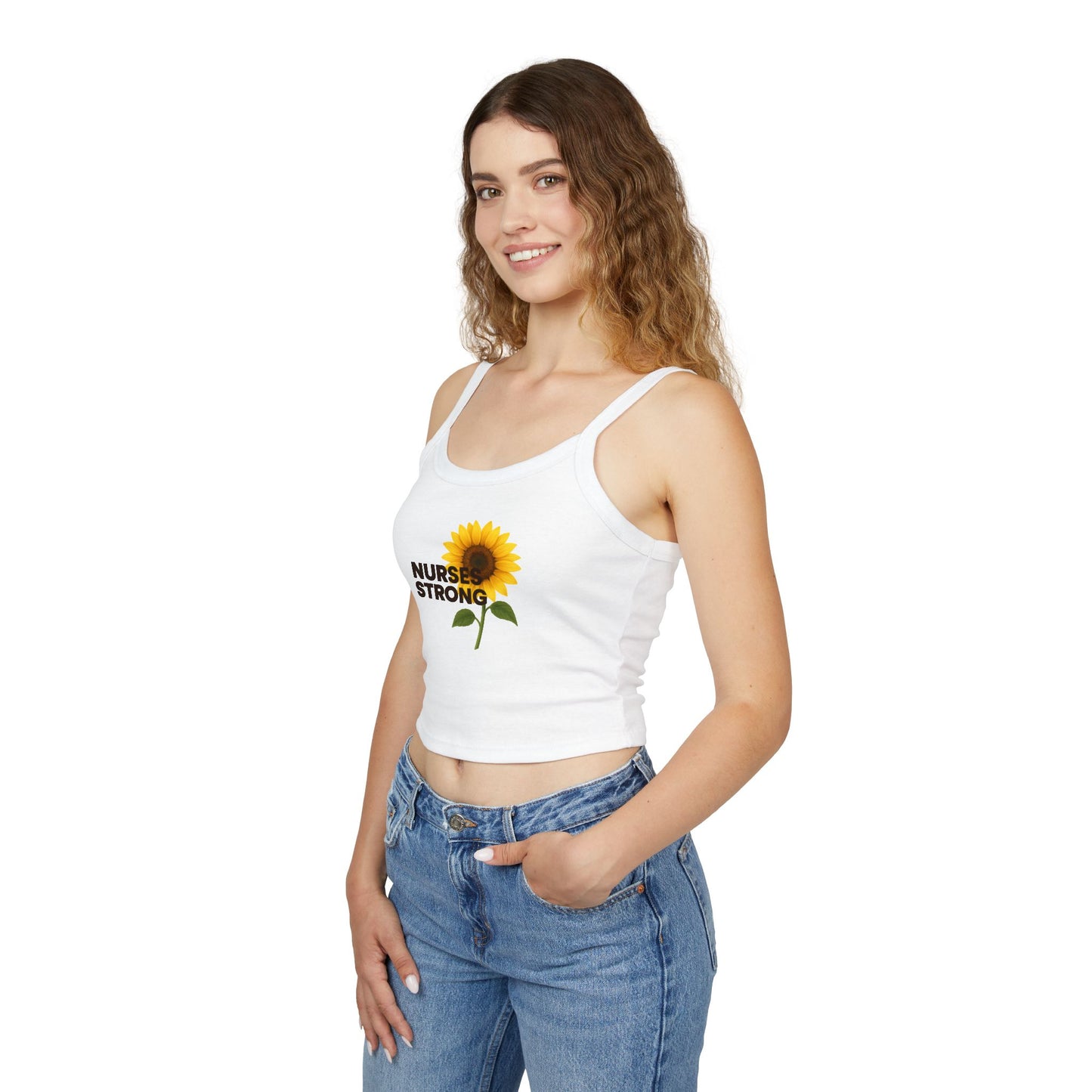 Sunflower Tank Top, Summer Sleeveless Top, Gift for Nurses, Floral Spaghetti Strap Shirt, Motivational Womens Top