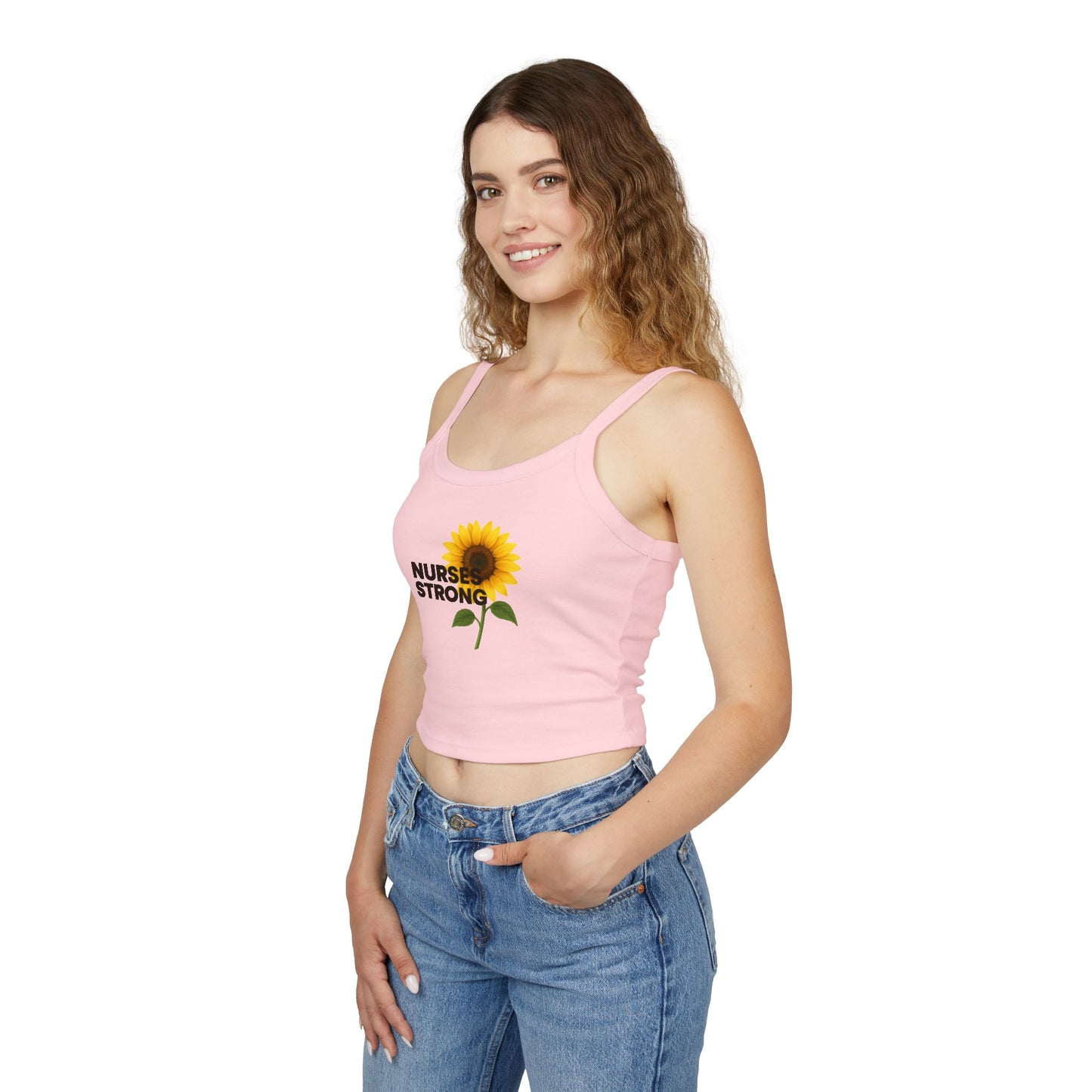 Sunflower Tank Top, Summer Sleeveless Top, Gift for Nurses, Floral Spaghetti Strap Shirt, Motivational Womens Top