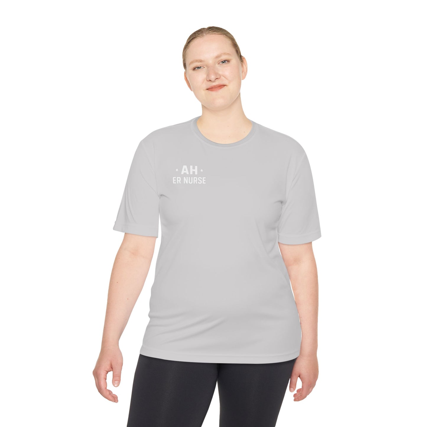 AH ER Nurse Moisture Wicking Tee, Fitness Shirt, Workout Top, Gift for Nurses, Health Care Apparel, Cool Graphic Tee
