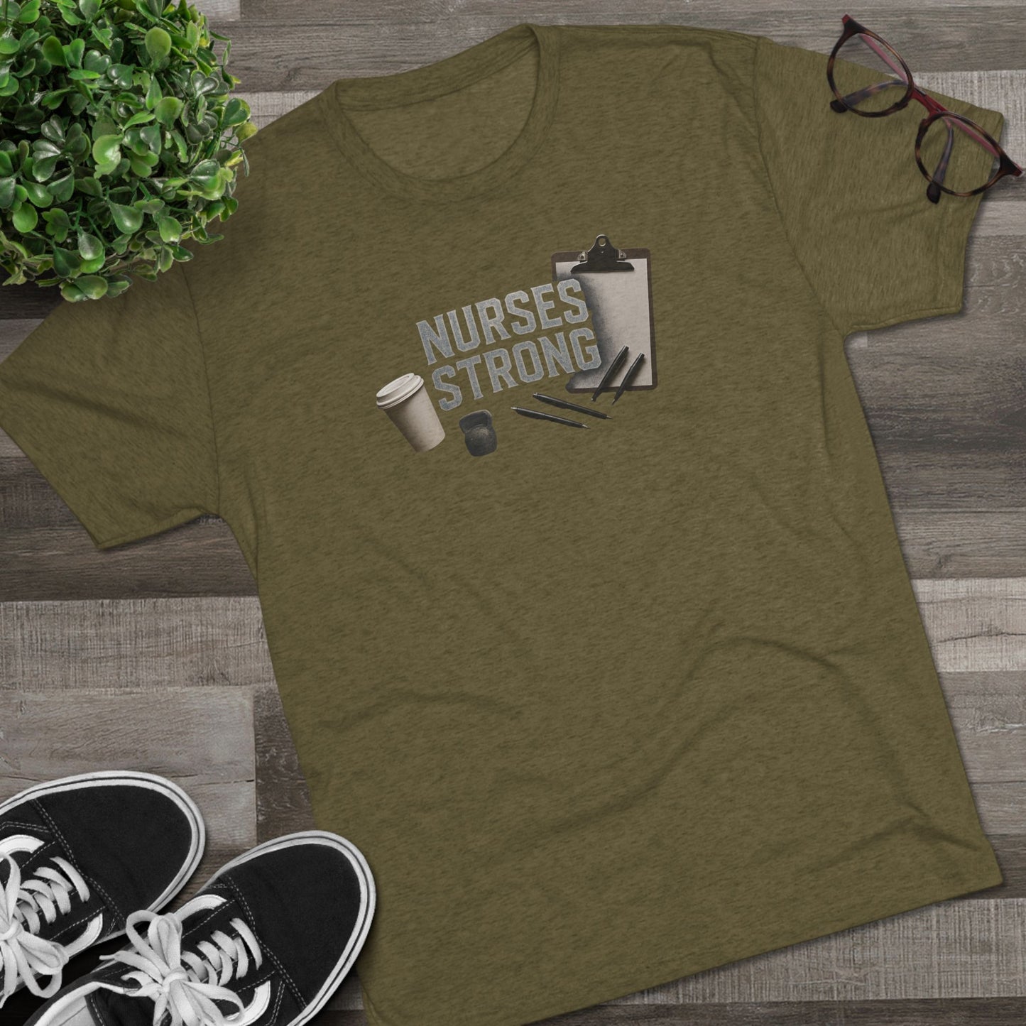 Tri Blend Nurses Strong Tee, Healthcare Crewneck Top
