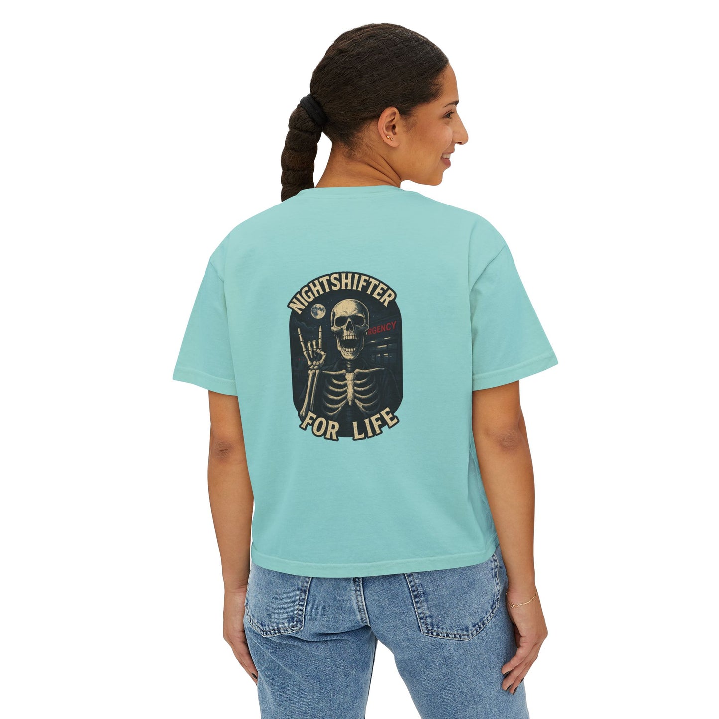 NightShifer for Life Trendy Boxy Tee, Everyday Comfort Top, Relaxed Fit Tee for Women