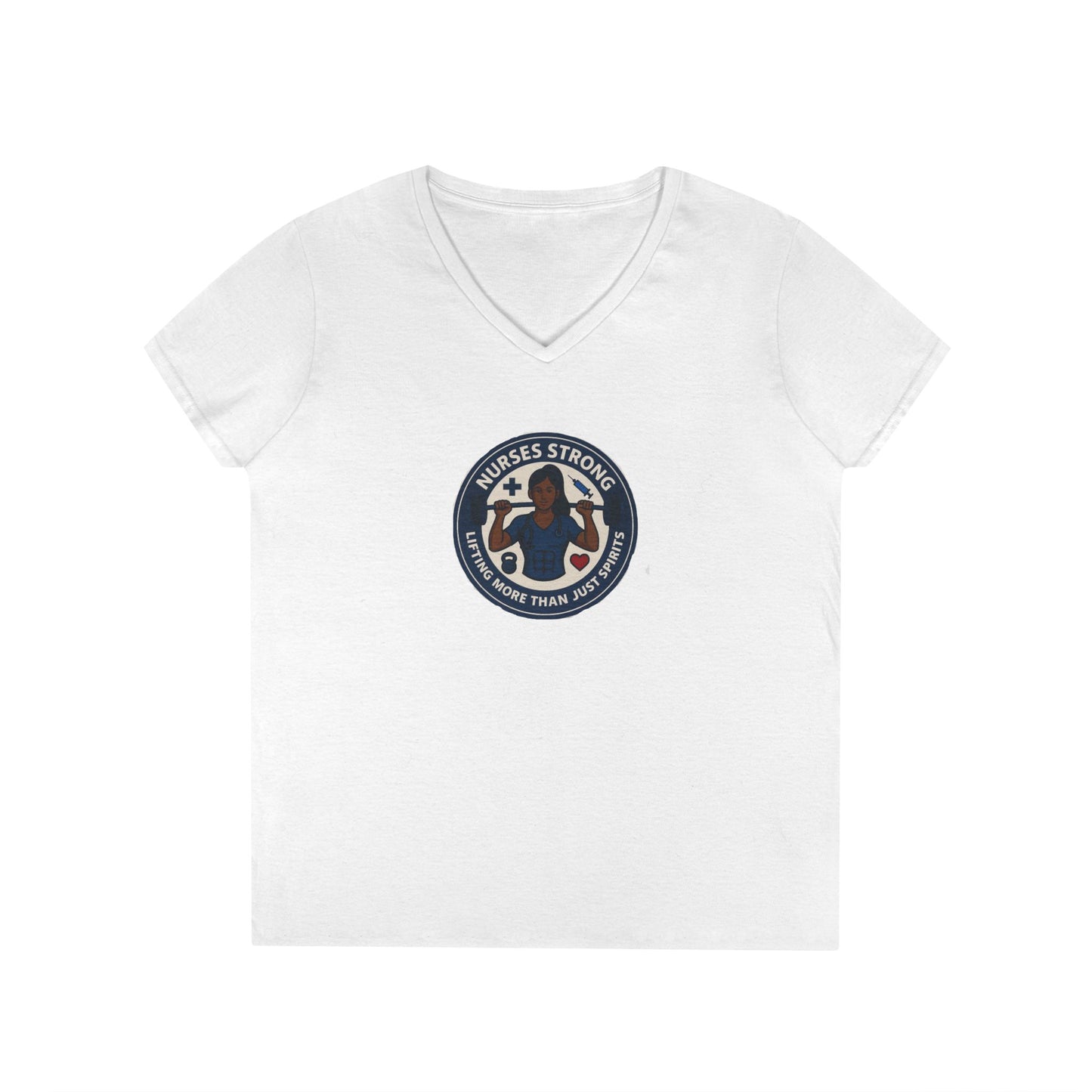 Empowering Ladies' V-Neck T-Shirt, Women's Strength Tee, Inspirational Gift, Casual Wear, Workout Shirt, Feminine Style