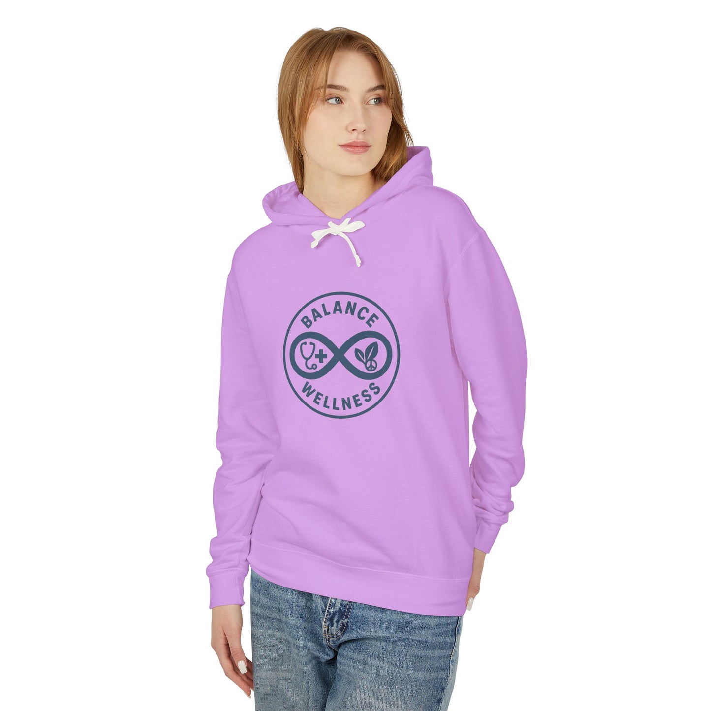 Balance Wellness Design, Cozy Gift for Mindfulness, Lightweight Hooded Sweatshirt, Yoga, Fitness, Relaxation, Self-Care