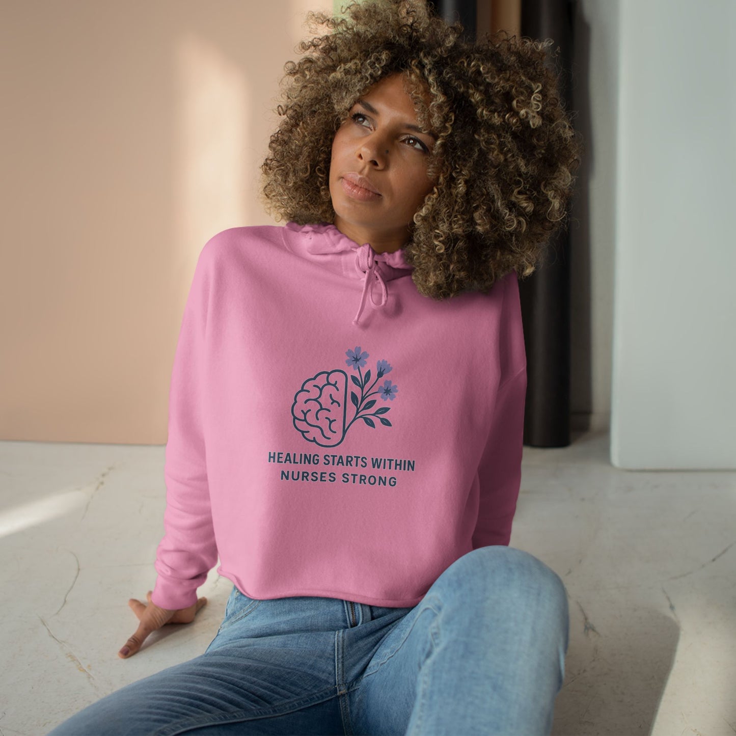 Healing Nurse Crop Hoodie - Supportive Gift for Nurses, Medical Professionals, Self-Care, Appreciation, Wellness