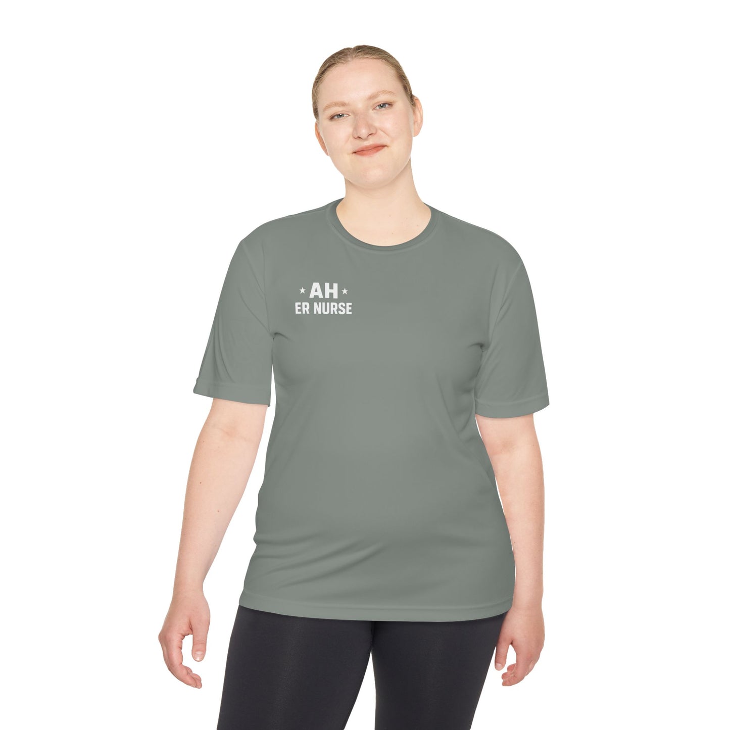 AH ER Nurse Moisture Wicking Tee, Fitness Shirt, Workout Top, Gift for Nurses, Health Care Apparel, Cool Graphic Tee