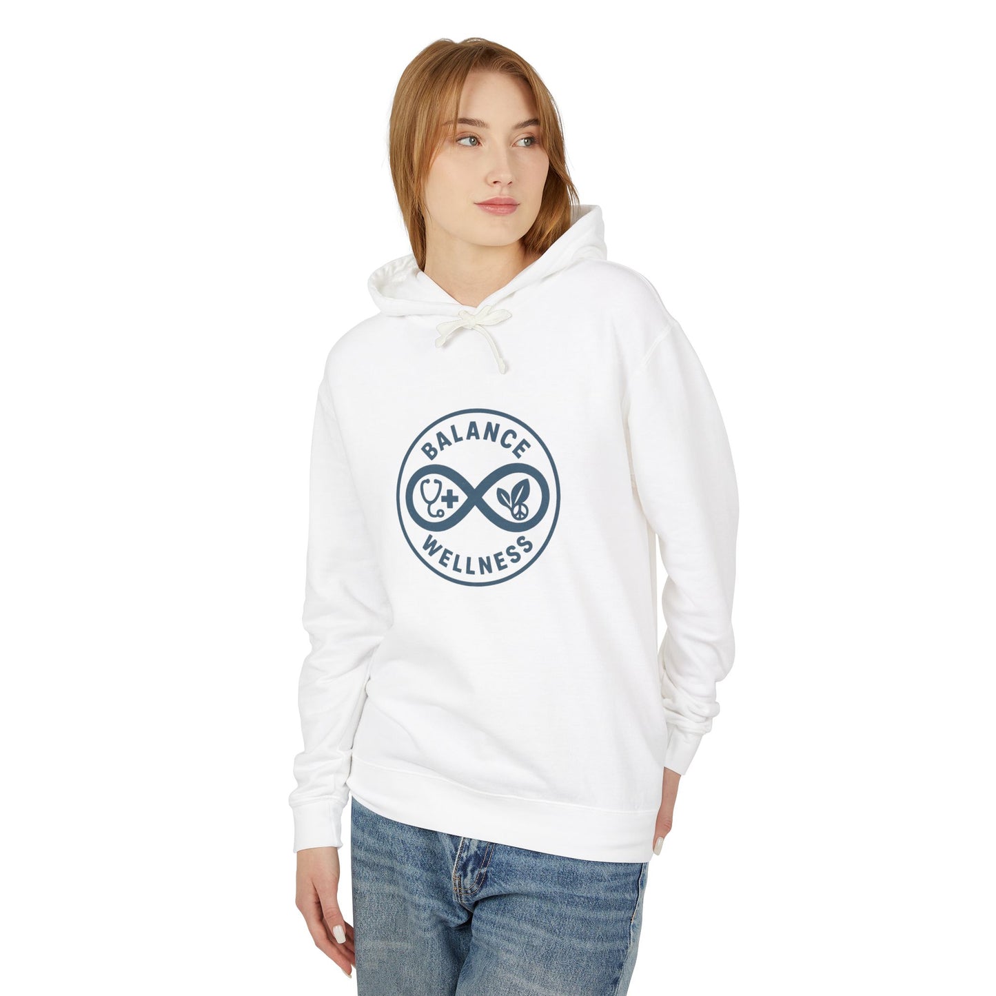 Balance Wellness Design, Cozy Gift for Mindfulness, Lightweight Hooded Sweatshirt, Yoga, Fitness, Relaxation, Self-Care