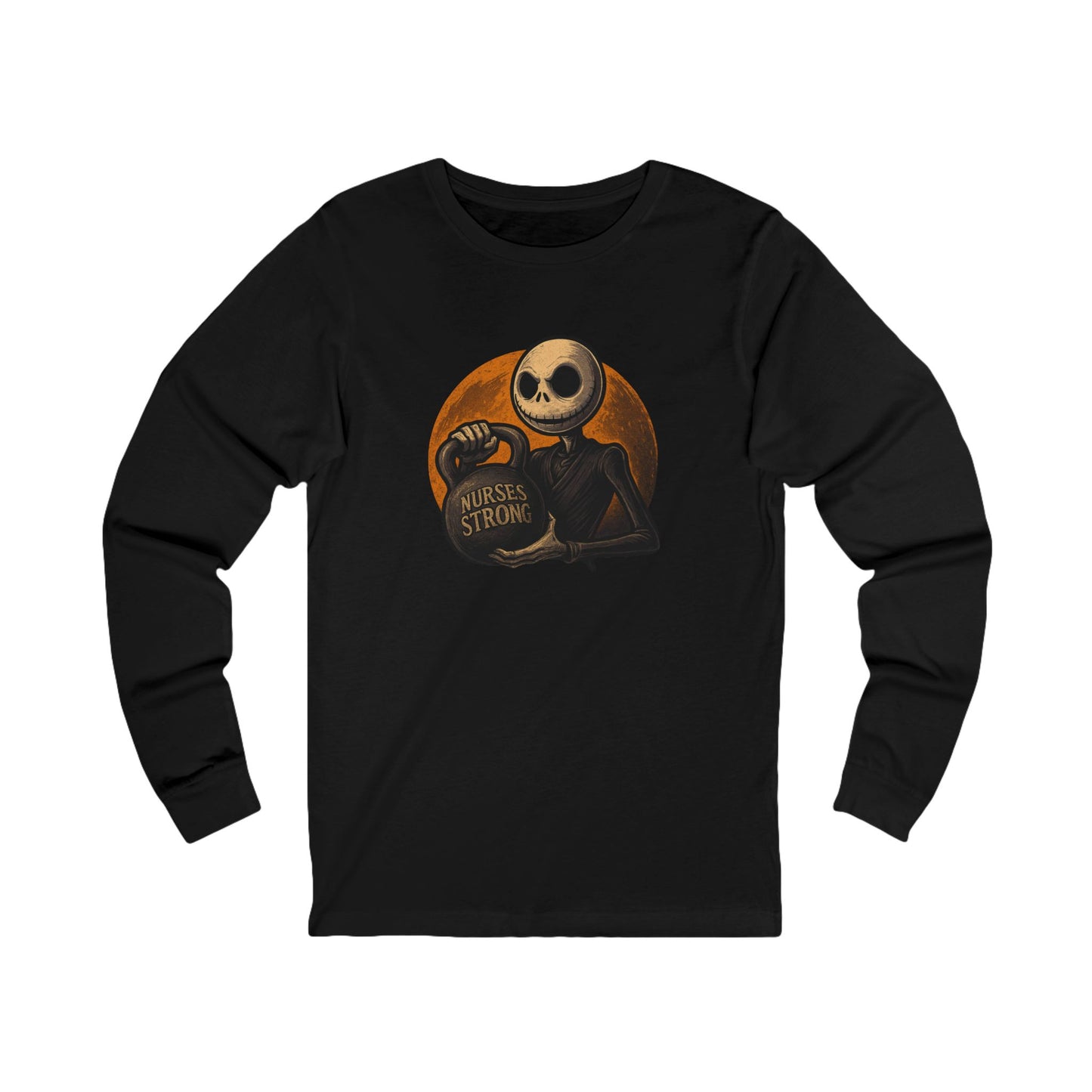 NS Skellington  Long Sleeve Tee, Unisex Tee for Nurses, Halloween Apparel, Gift for Nurses, Fall Fashion