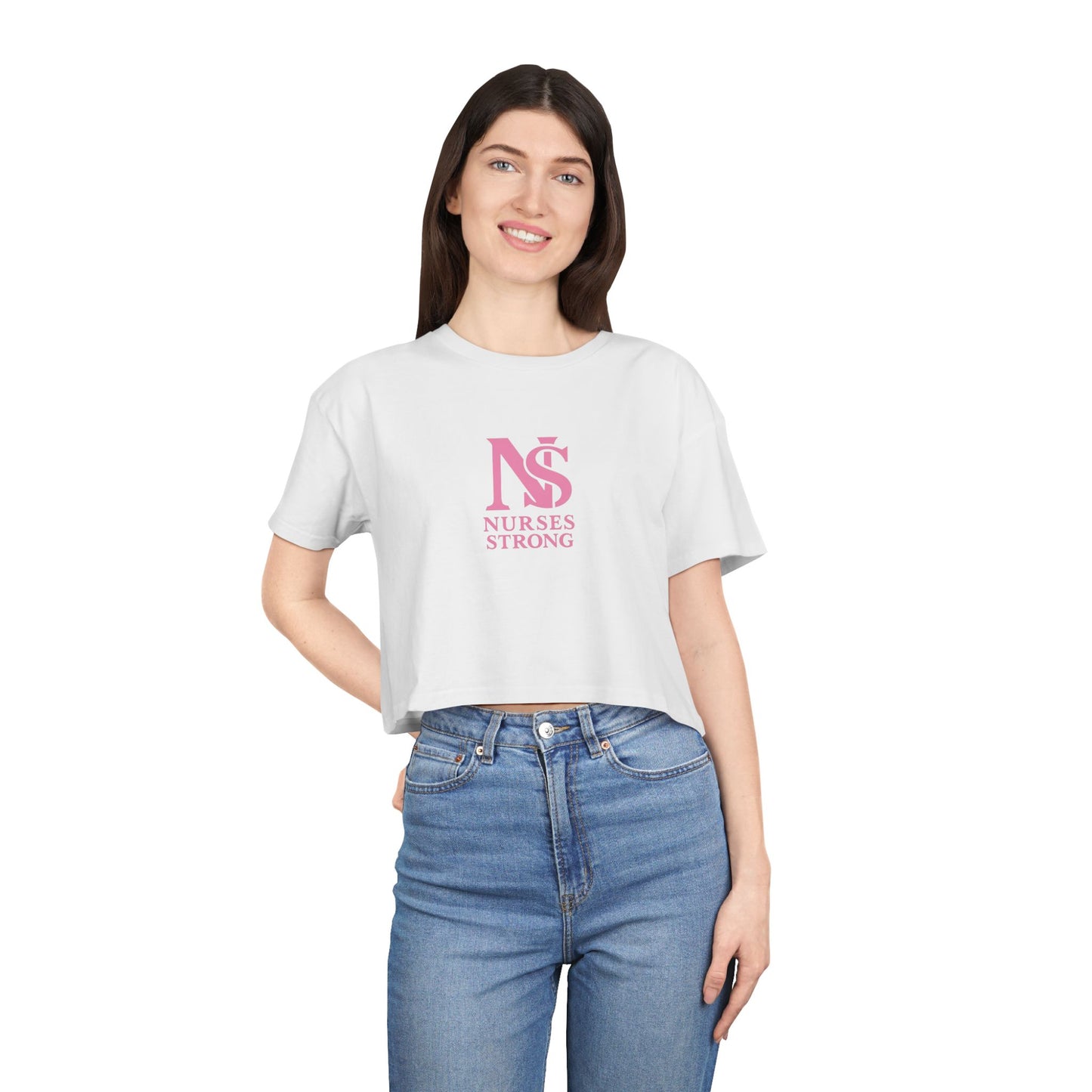 Nurses Strong Women's Crop Tee | Cute Nurse Top, Gift for Nurses, Nursing Graduation Shirt, Medical Apparel, Inspirational T-Shirt