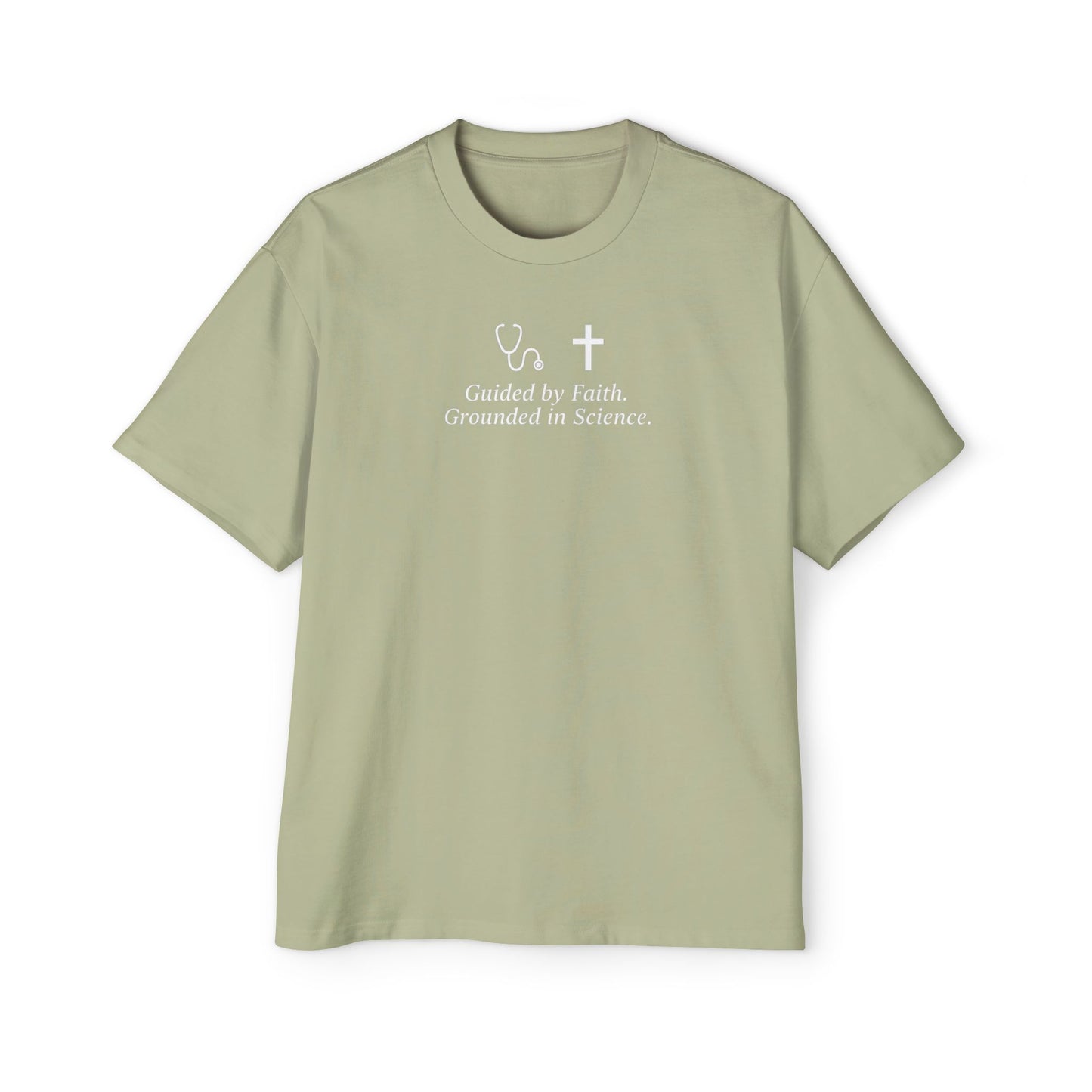 Guided by Faith, Men's Heavy Oversized Tee - Relaxed Casual Vibes, Everyday Wear,
