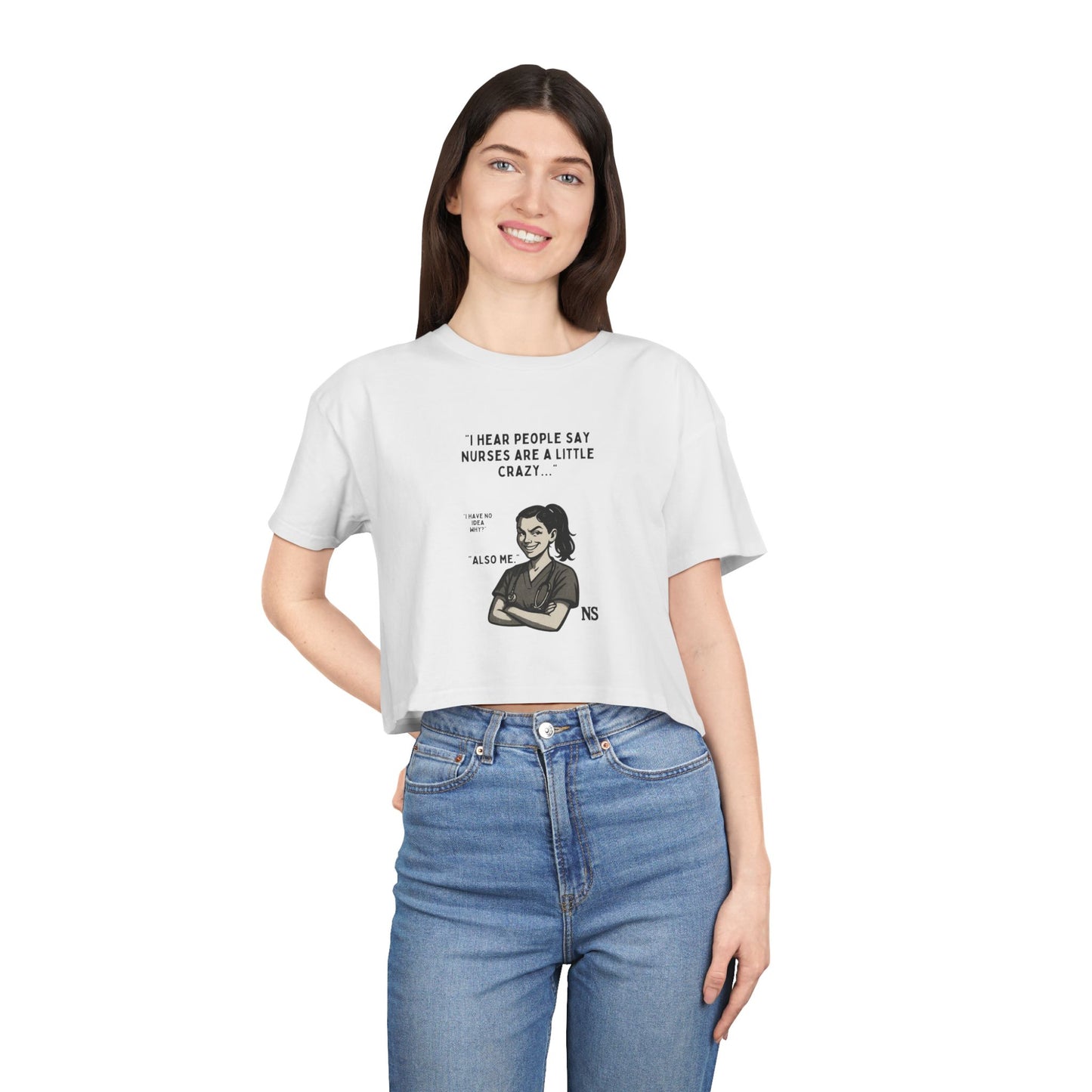 Nurses Are Crazy Women's Crop Tee, Funny Nurse Gift, Cute Shirt for Healthcare Workers, Summer Top, Nurse Appreciation, Medical Humor