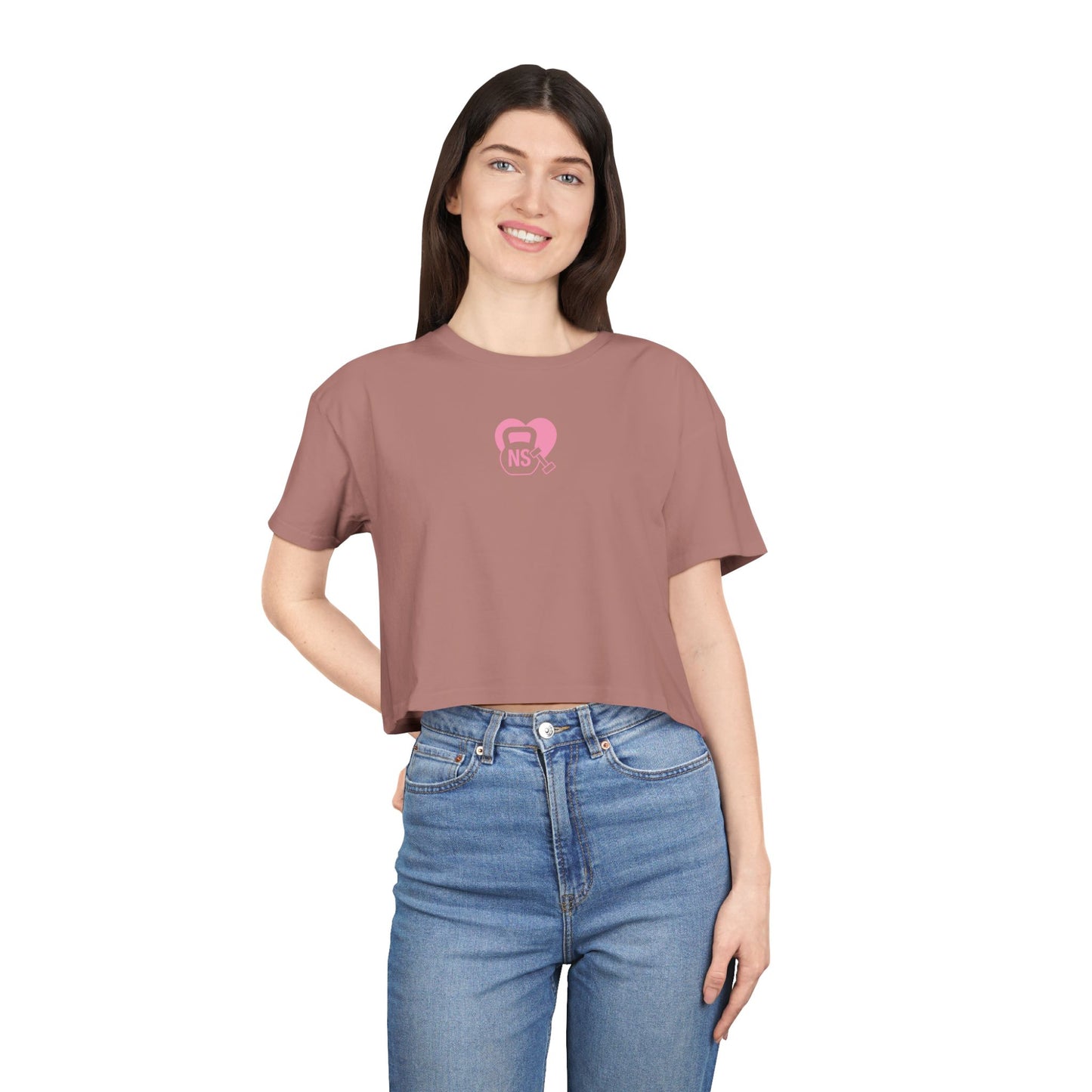 Cute Women's Crop Tee with KB/DB Heart Design, Trendy Summer Top, Casual Wear, Gift for Her, Stylish Festival Shirt, Everyday Fashion