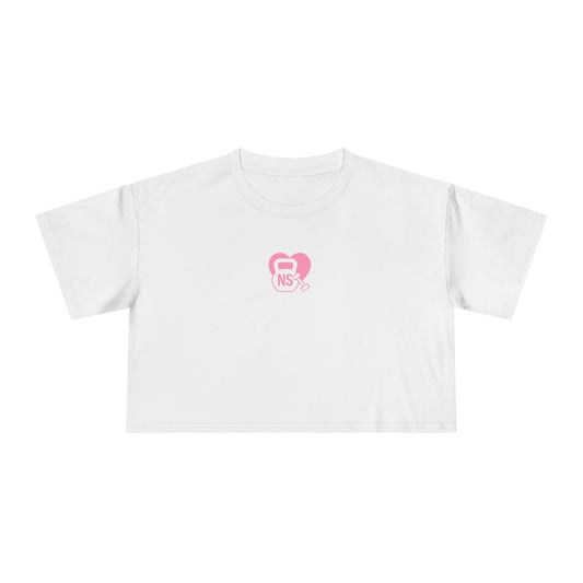 Cute Women's Crop Tee with KB/DB Heart Design, Trendy Summer Top, Casual Wear, Gift for Her, Stylish Festival Shirt, Everyday Fashion