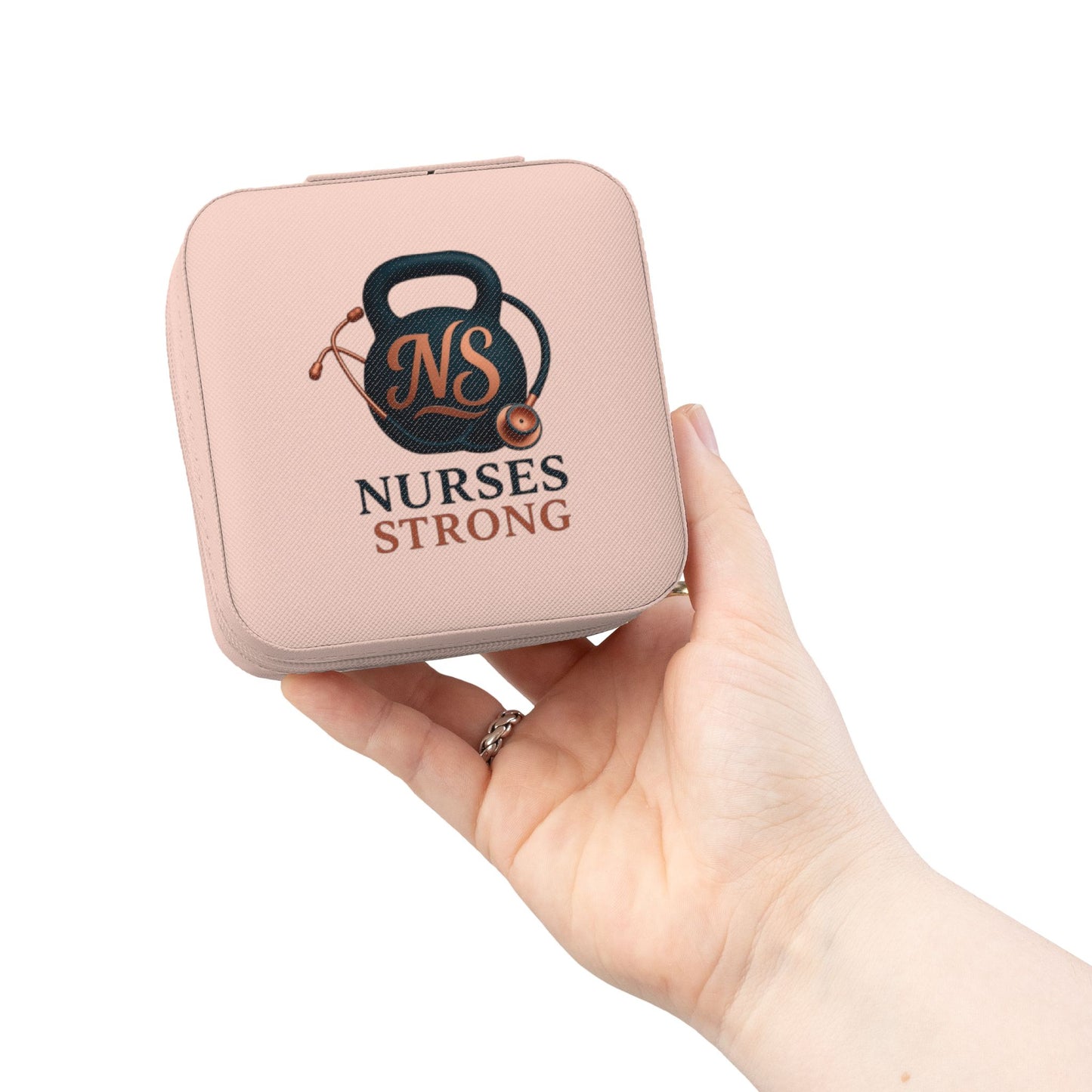 Nurses Strong Jewelry Travel Case — Compact Pink Organizer for Nurse Gifts & Travel