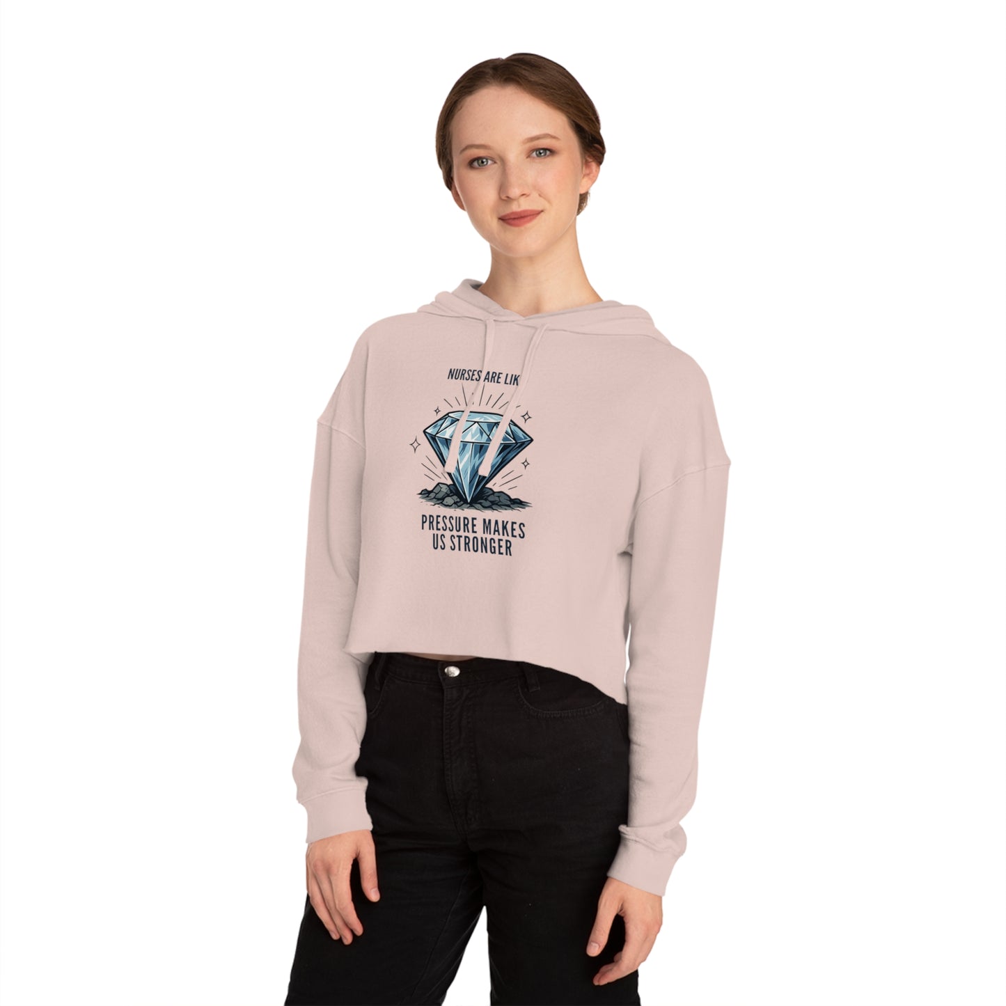 Diamond Cropped Hooded Sweatshirt