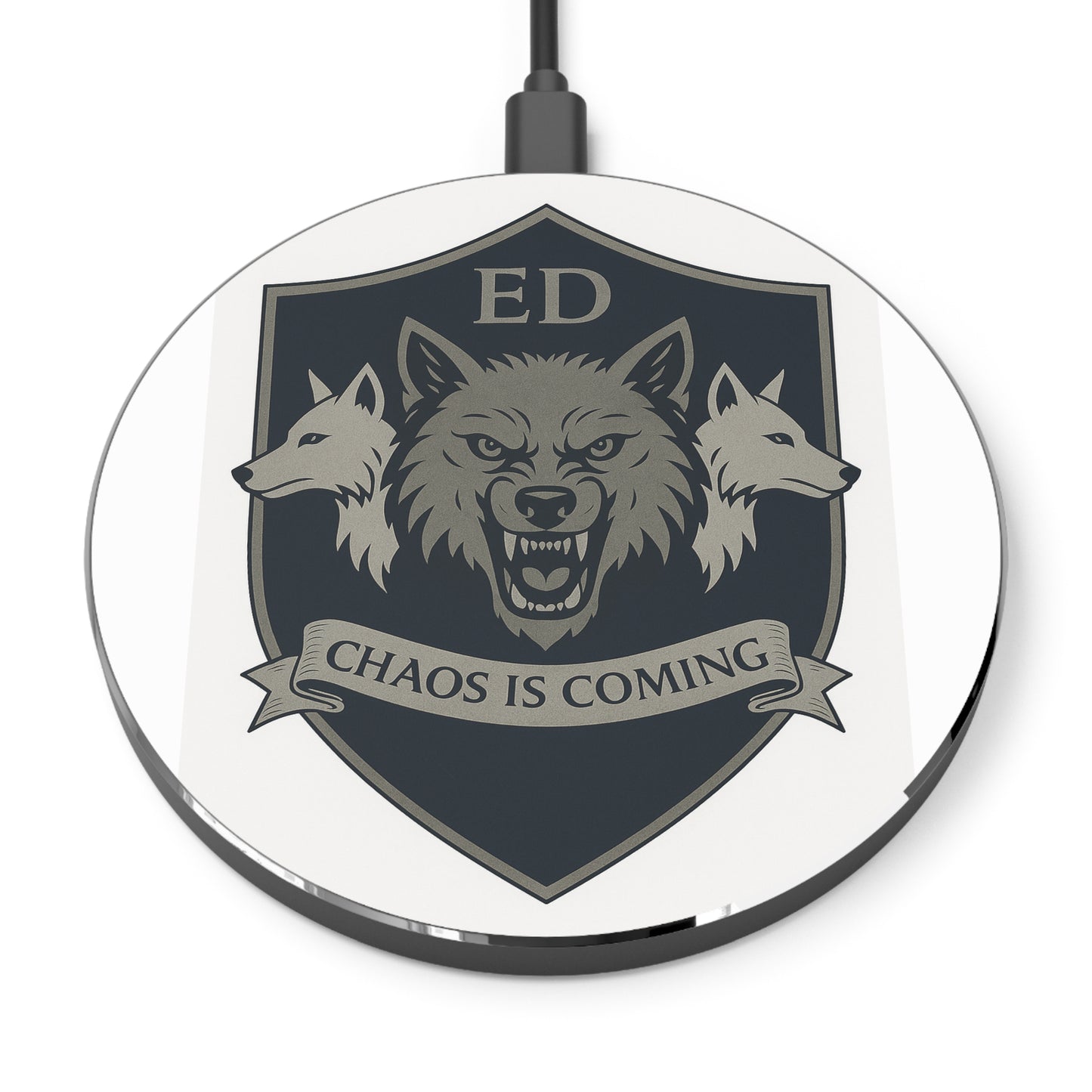 ED Chaos is Coming -Themed Wireless Charger, Fast Charging Pad for Home/Office, Gift for Animal Lovers, Cool Tech Accessory, Fantasy Decor
