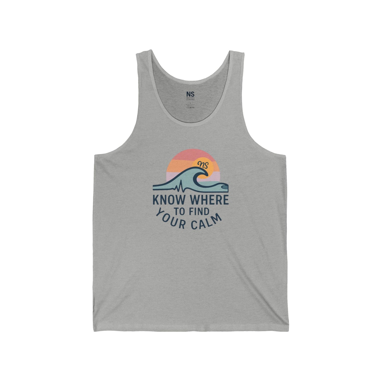 Calm Vibes Unisex Jersey Tank, Relaxation Wear, Beach Ready Shirt, Mindfulness Apparel, Perfect for Summer & Wellness Events