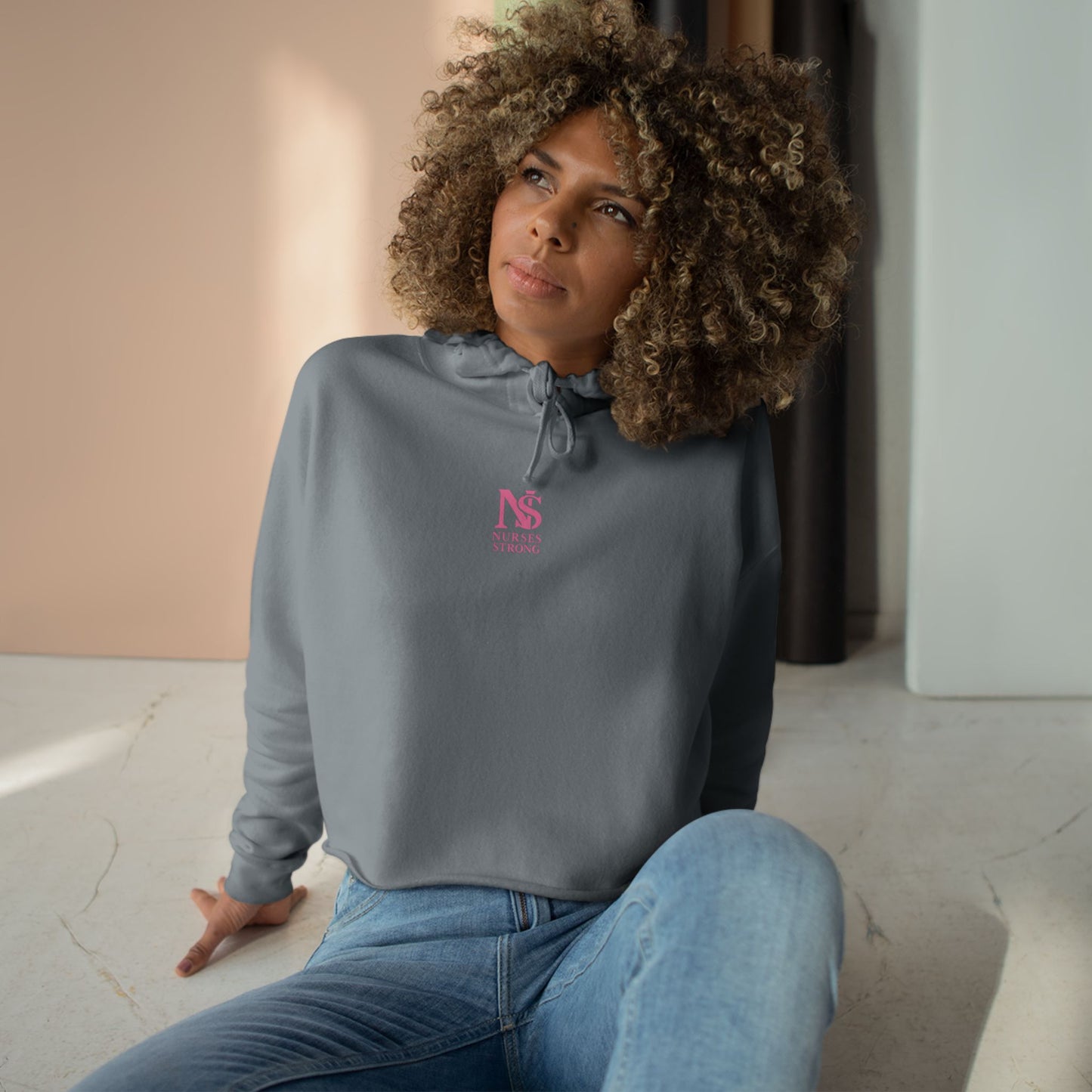 Nurses Strong Crop Hoodie | Empowering Workwear, Gift for Nurses, Fitness Apparel, Cozy Lounge Top, Inspirational Clothing