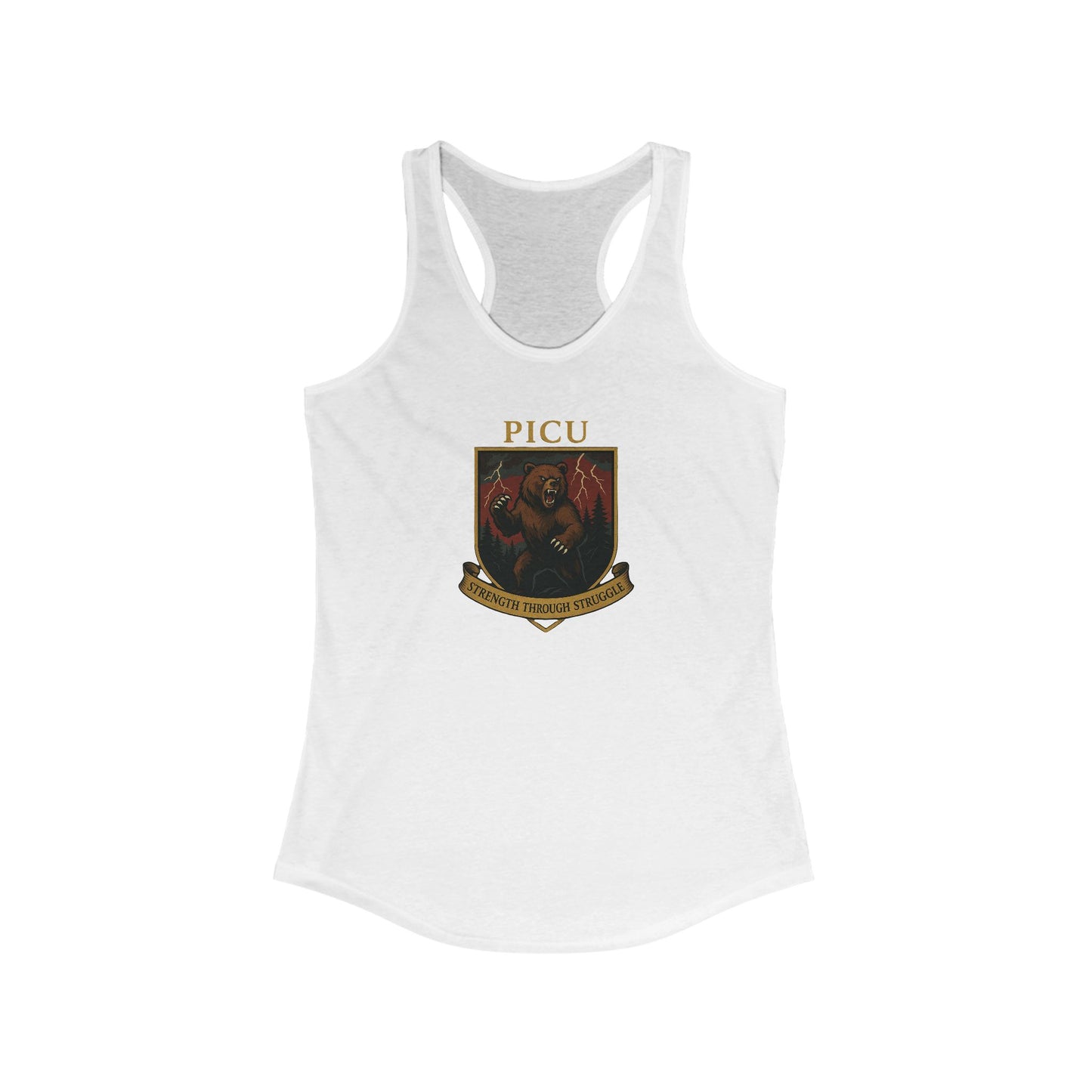 PICU Sigil Women's Racerback Tank, Medical Humor Shirt, Gift for Nurses, Casual Wear, Fitness Top, Inspirational Apparel