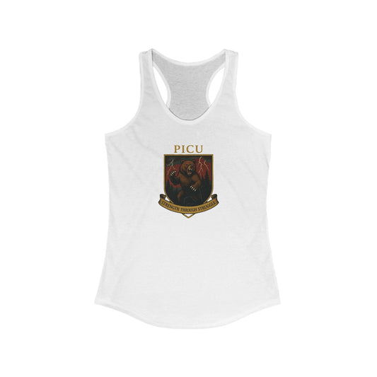 PICU Sigil Women's Racerback Tank, Medical Humor Shirt, Gift for Nurses, Casual Wear, Fitness Top, Inspirational Apparel