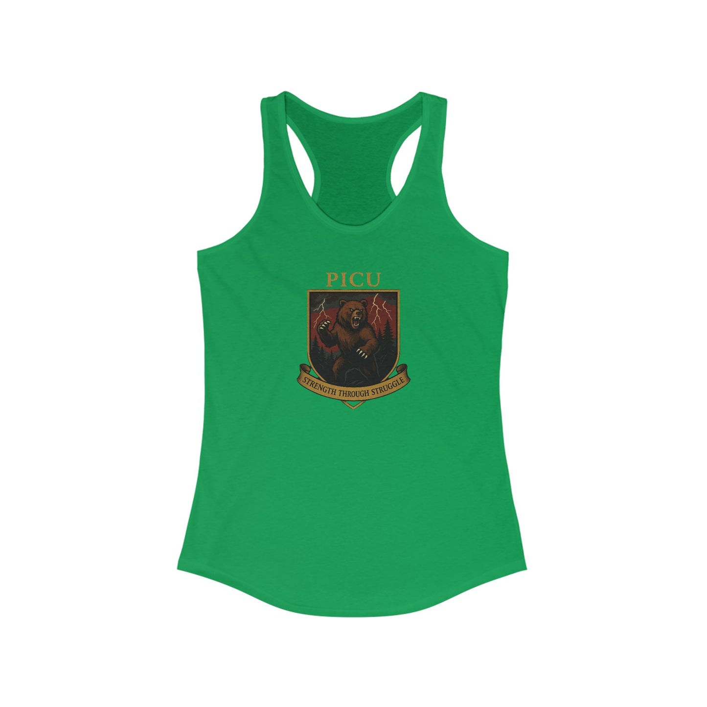 PICU Sigil Women's Racerback Tank, Medical Humor Shirt, Gift for Nurses, Casual Wear, Fitness Top, Inspirational Apparel