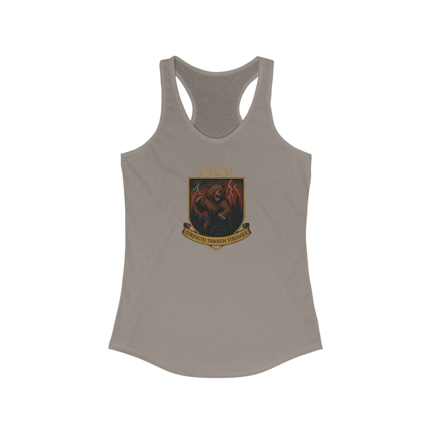 PICU Sigil Women's Racerback Tank, Medical Humor Shirt, Gift for Nurses, Casual Wear, Fitness Top, Inspirational Apparel