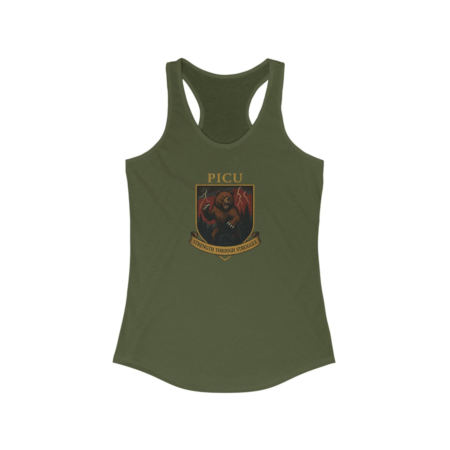 PICU Sigil Women's Racerback Tank, Medical Humor Shirt, Gift for Nurses, Casual Wear, Fitness Top, Inspirational Apparel