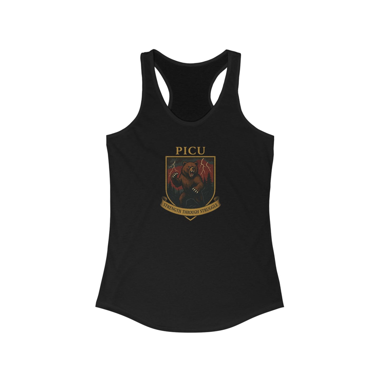 PICU Sigil Women's Racerback Tank, Medical Humor Shirt, Gift for Nurses, Casual Wear, Fitness Top, Inspirational Apparel
