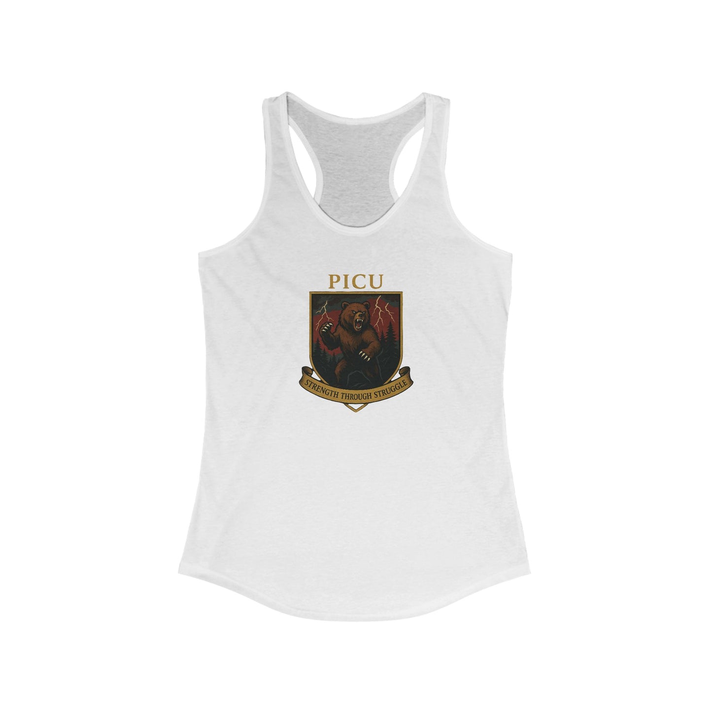 PICU Sigil Women's Racerback Tank, Medical Humor Shirt, Gift for Nurses, Casual Wear, Fitness Top, Inspirational Apparel