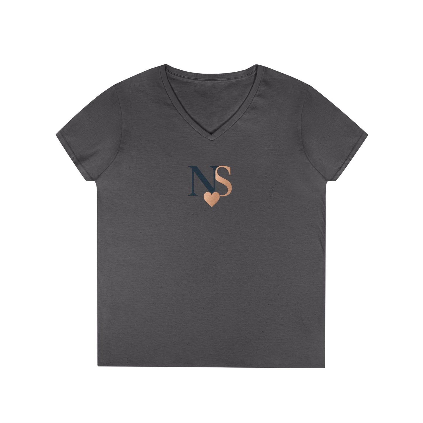 Personalized Heart NS V-Neck T-Shirt for Women, Stylish Gift, Everyday Wear, Casual Tee