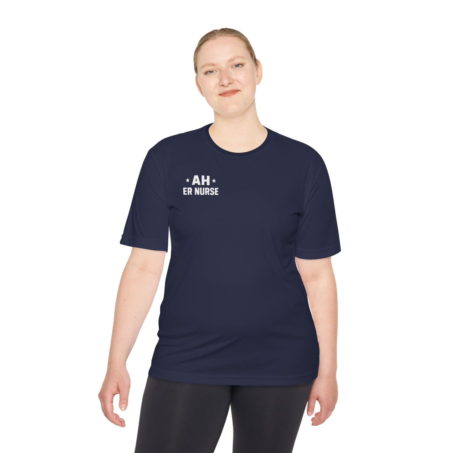 AH ER Nurse Moisture Wicking Tee, Fitness Shirt, Workout Top, Gift for Nurses, Health Care Apparel, Cool Graphic Tee