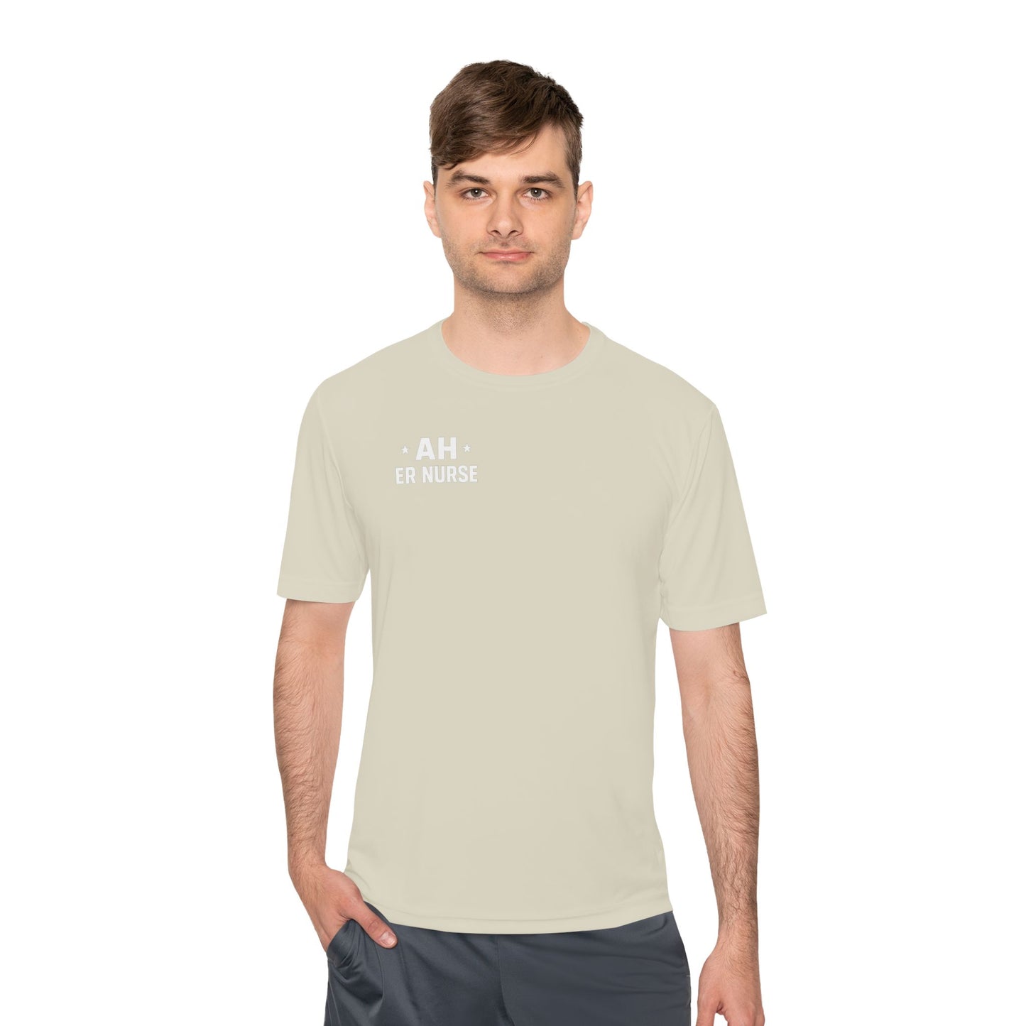 AH ER Nurse Moisture Wicking Tee, Fitness Shirt, Workout Top, Gift for Nurses, Health Care Apparel, Cool Graphic Tee