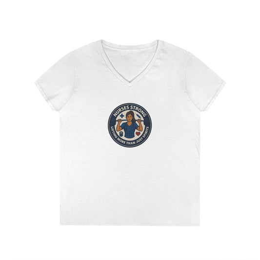 Empowering V-Neck T-Shirt for Strong Women, Motivational Shirt, Fitness Tee, Inspirational Gift, Ladies' Apparel
