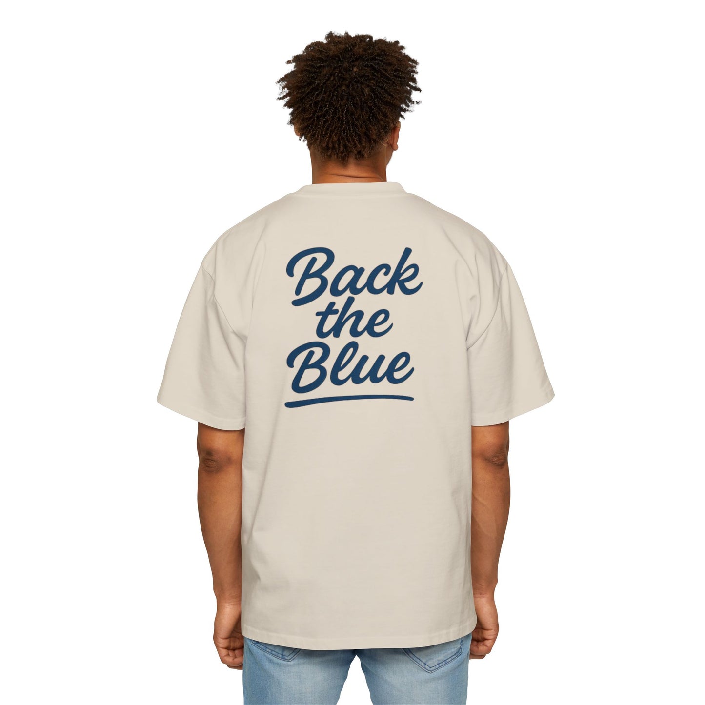 Back the Blue Men's Heavy Oversized Tee, Casual Streetwear Tee