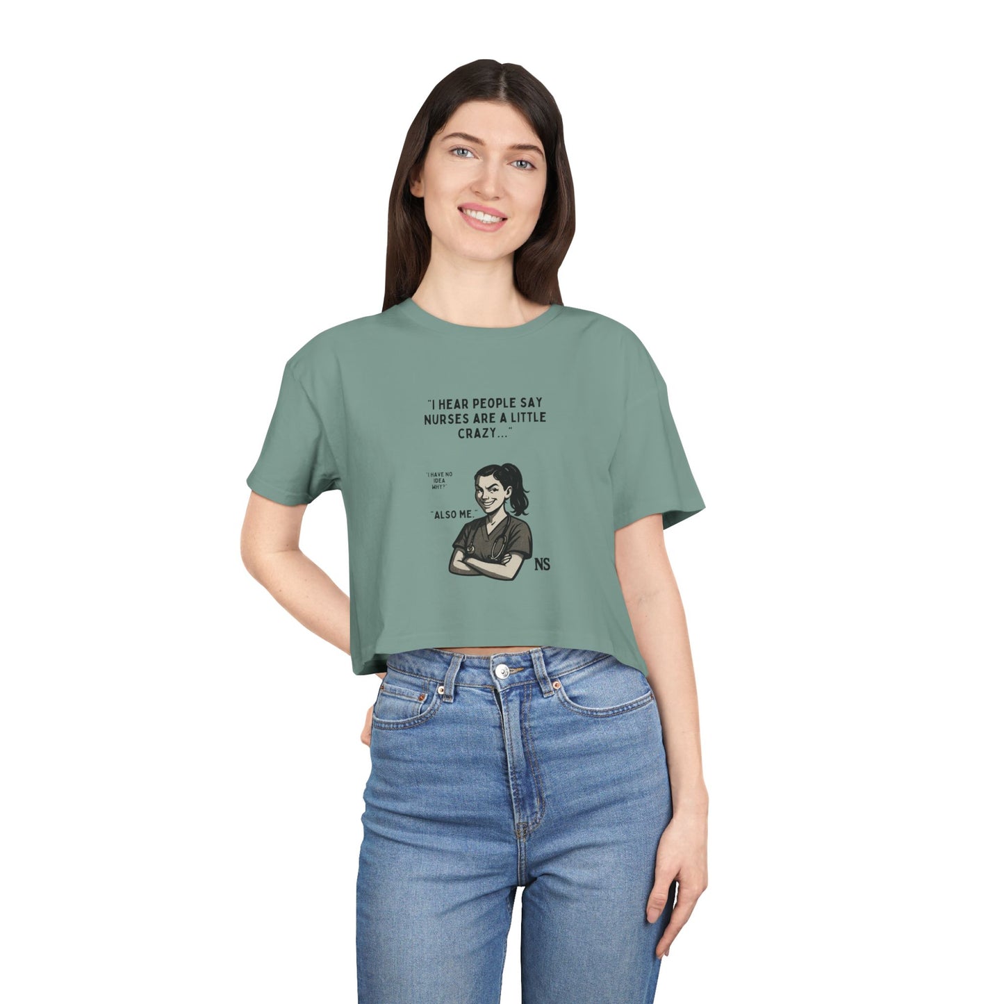 Nurses Are Crazy Women's Crop Tee, Funny Nurse Gift, Cute Shirt for Healthcare Workers, Summer Top, Nurse Appreciation, Medical Humor
