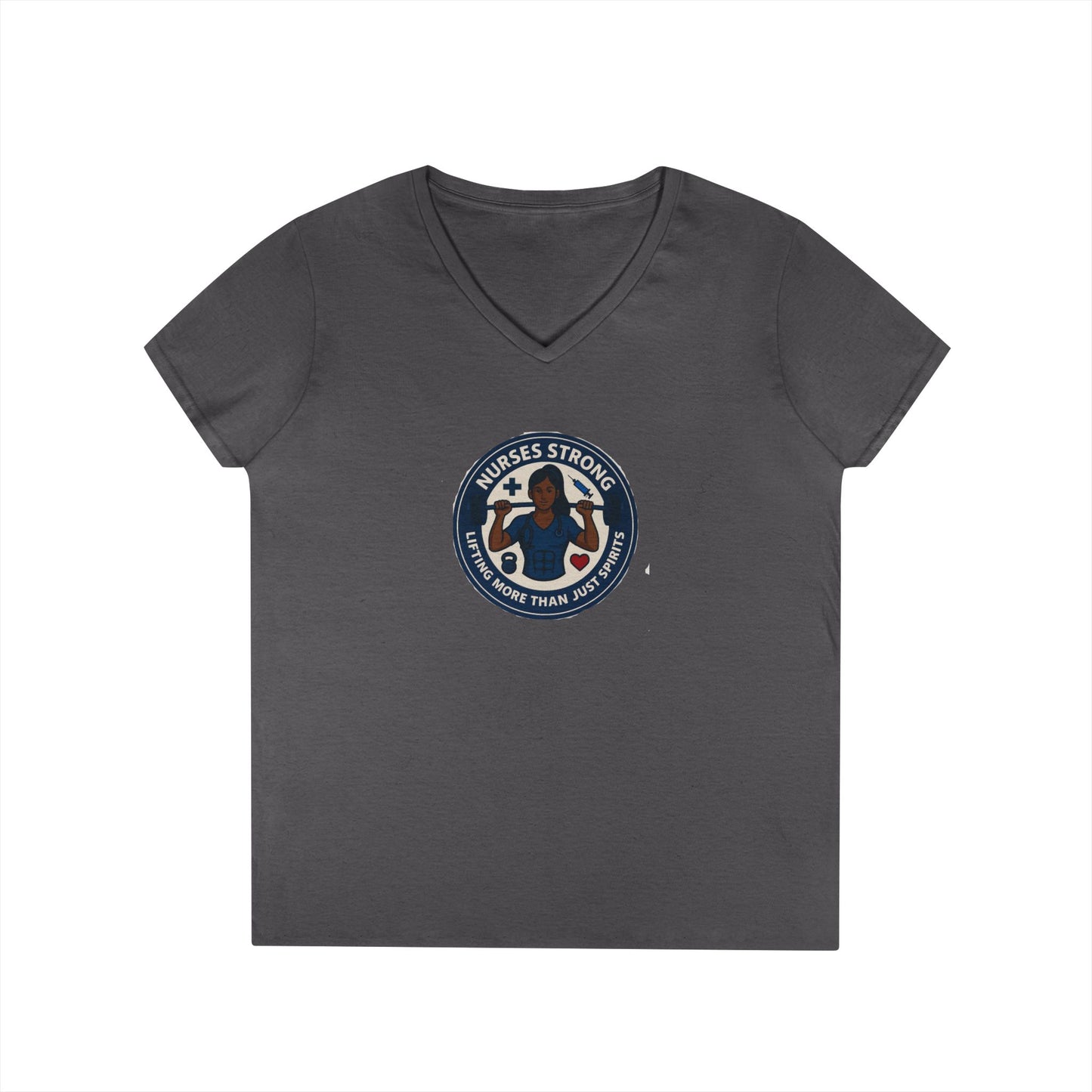 Empowering Ladies' V-Neck T-Shirt, Women's Strength Tee, Inspirational Gift, Casual Wear, Workout Shirt, Feminine Style