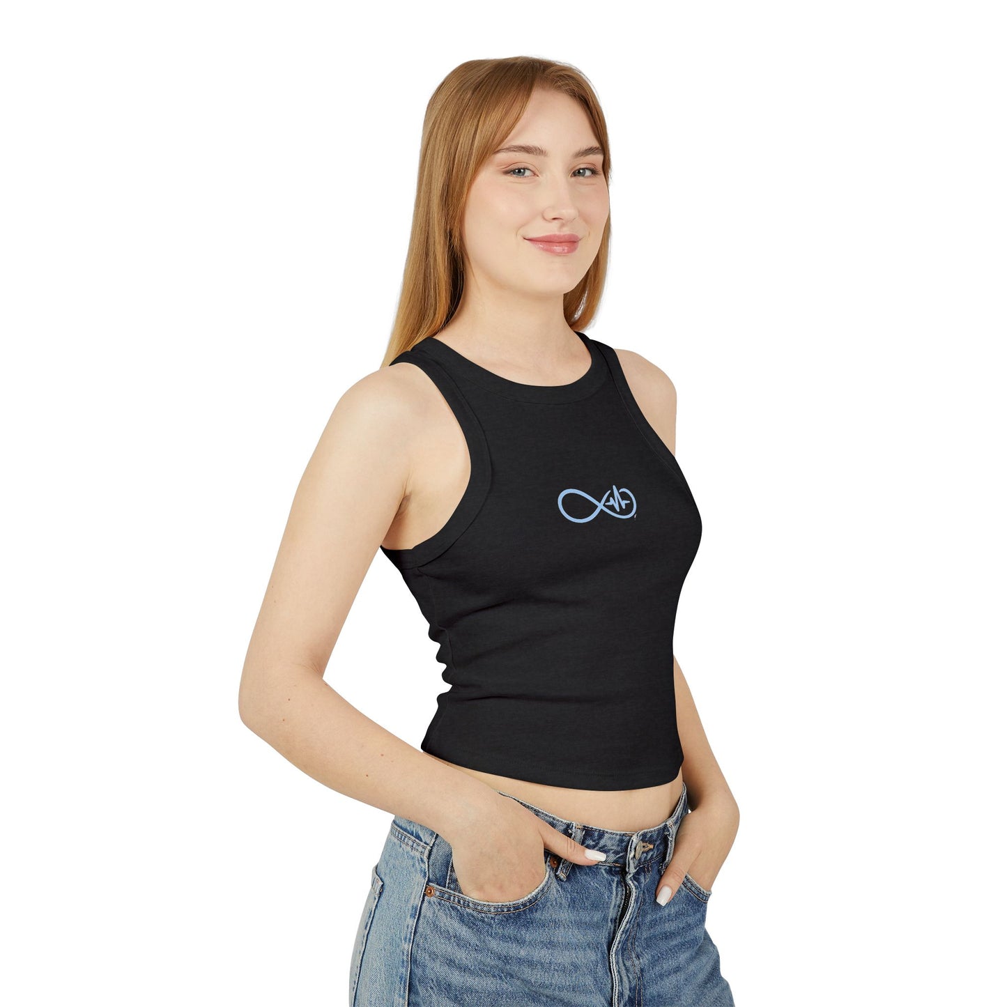 Empowering Infinity Women's Racer Tank Top with  | Yoga Top, Summer Wear, Casual Outfit, Gift for Her, Fitness Apparel
