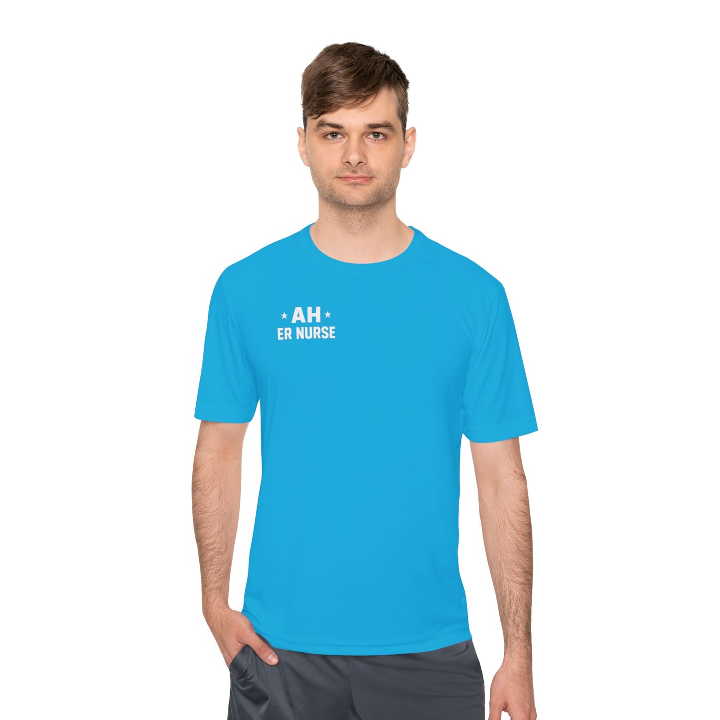AH ER Nurse Moisture Wicking Tee, Fitness Shirt, Workout Top, Gift for Nurses, Health Care Apparel, Cool Graphic Tee