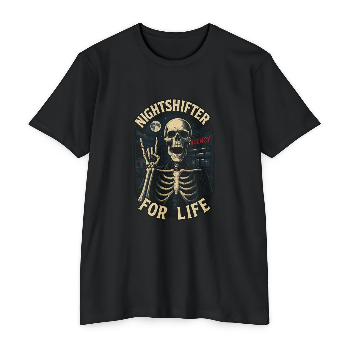 Nightshifter for life T-Shirt, Unisex Graphic Tee for Nurses, Halloween Top, Gift for Night Workers, Casual Wear