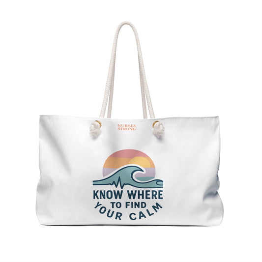 Calm Vibes Weekender Bag - Travel Tote, Beach Companion, Vacation Essentials